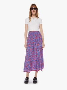 Natalie Martin Bella Skirt - Bloom Print Persian Blue sold by MOTHER