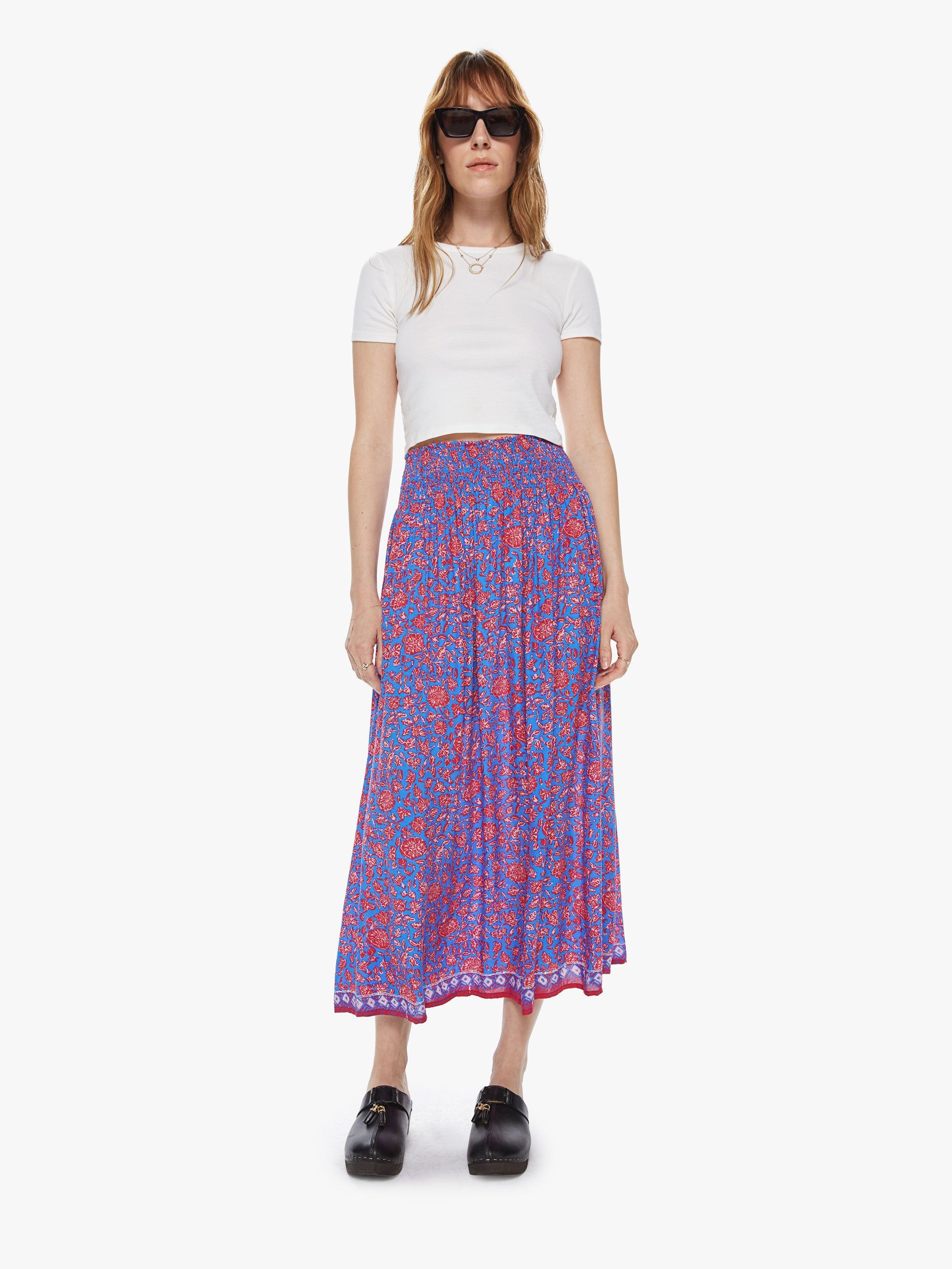 Natalie Martin Bella Skirt - Bloom Print Persian Blue sold by MOTHER product image thumbnail 2