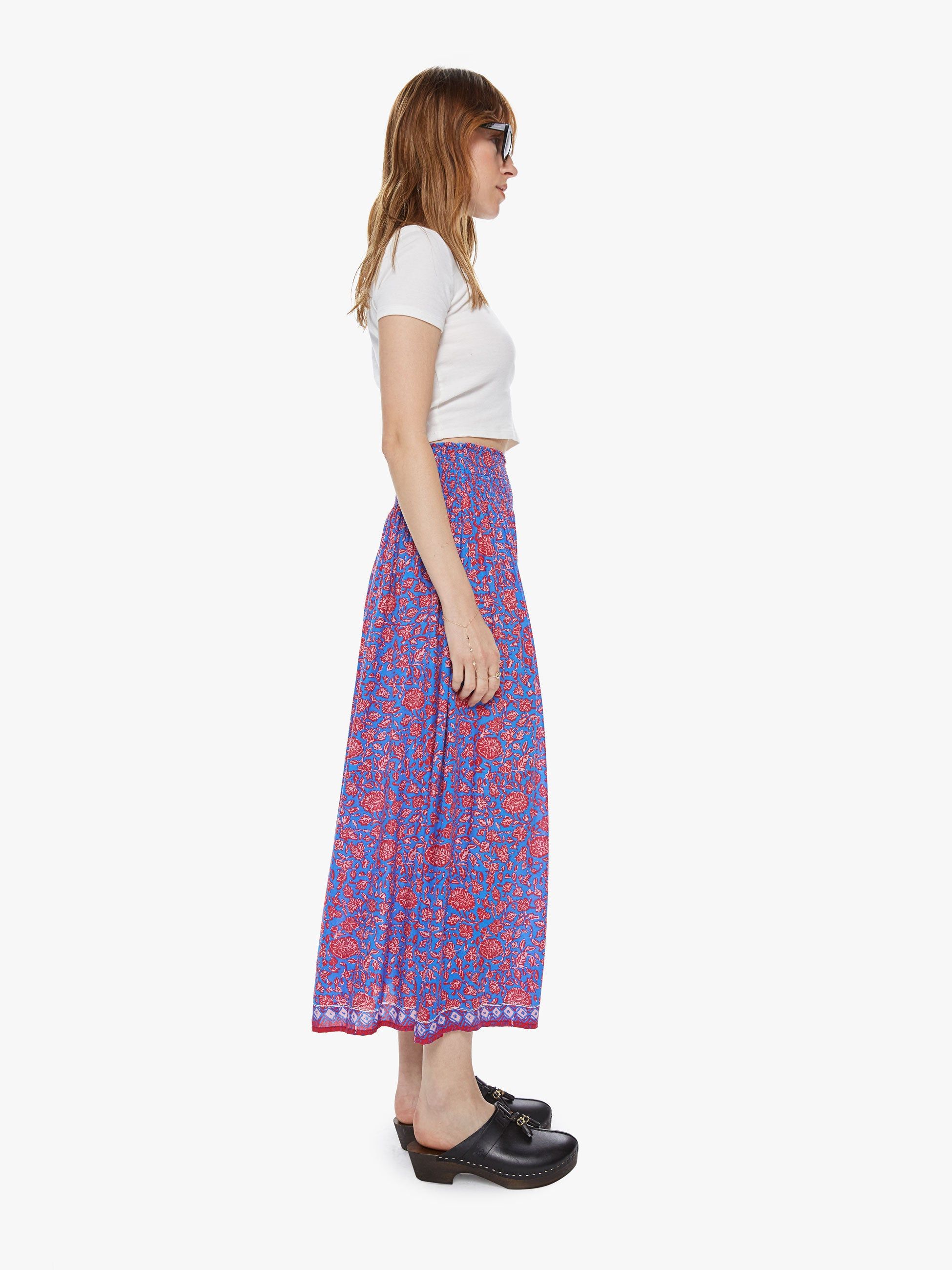 Natalie Martin Bella Skirt - Bloom Print Persian Blue sold by MOTHER product image thumbnail 3