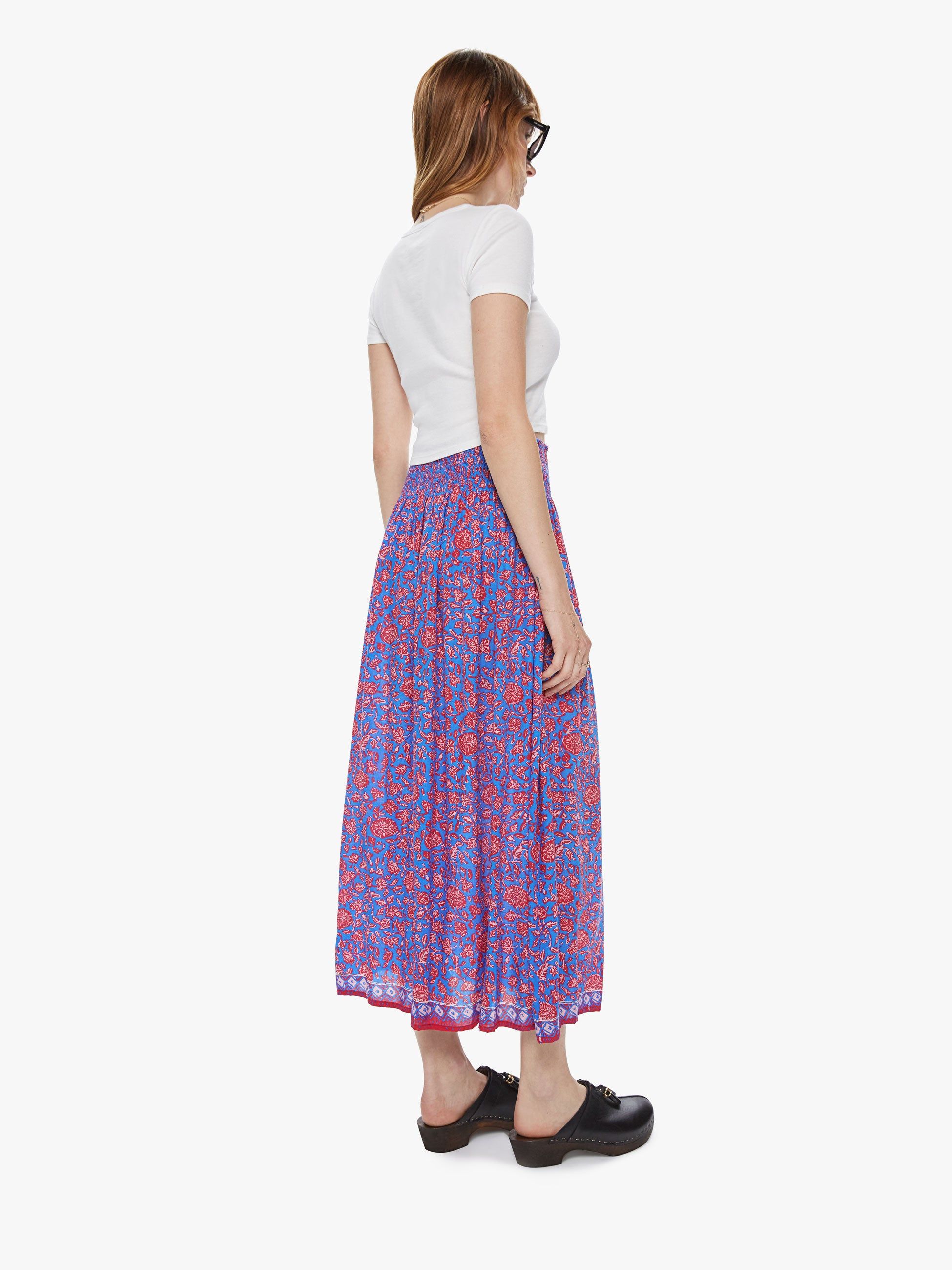 Natalie Martin Bella Skirt - Bloom Print Persian Blue sold by MOTHER product image thumbnail 4