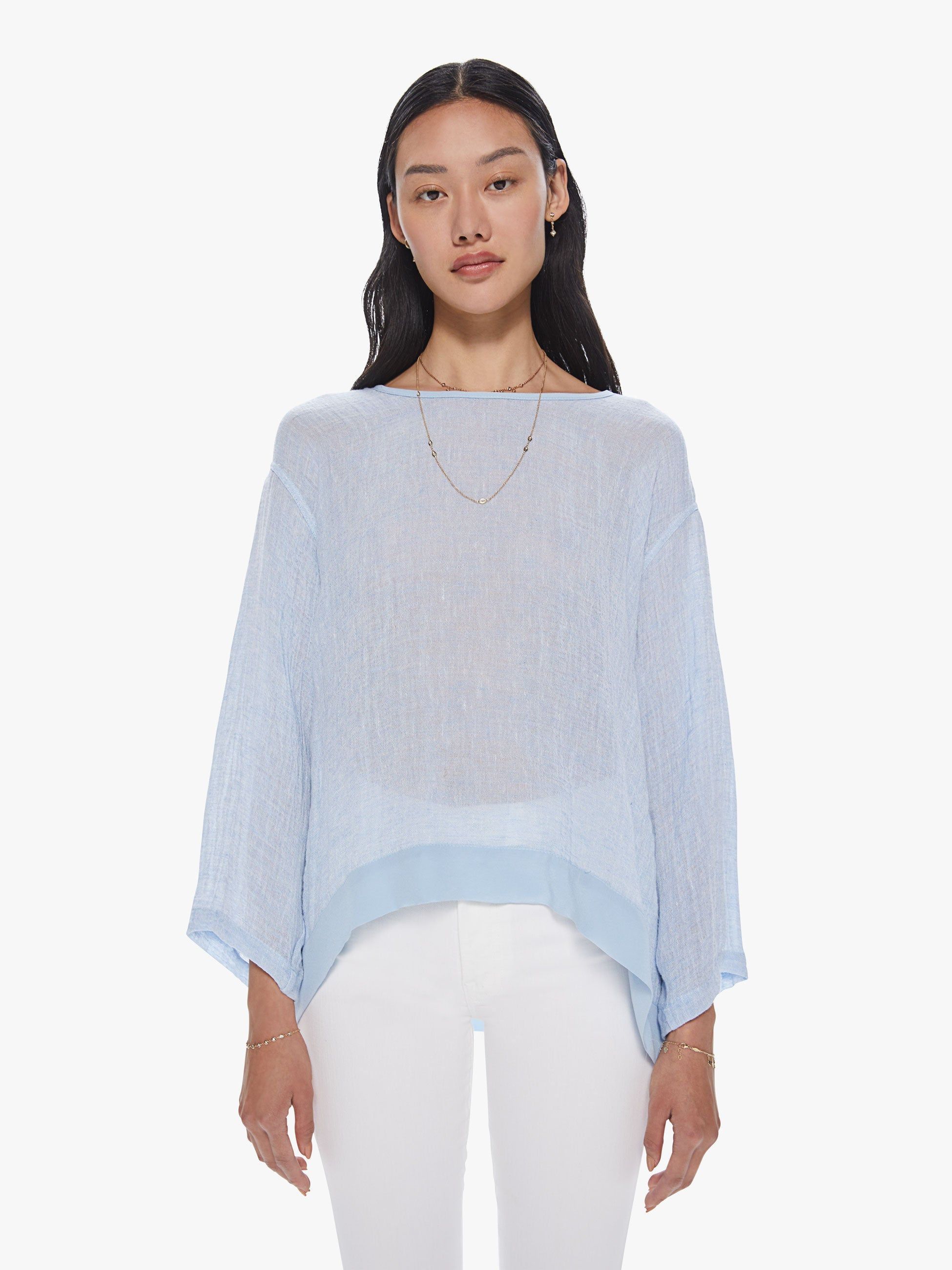 Maurizio Mykonos Linen Blouse - Sky Blue sold by MOTHER product image thumbnail 2