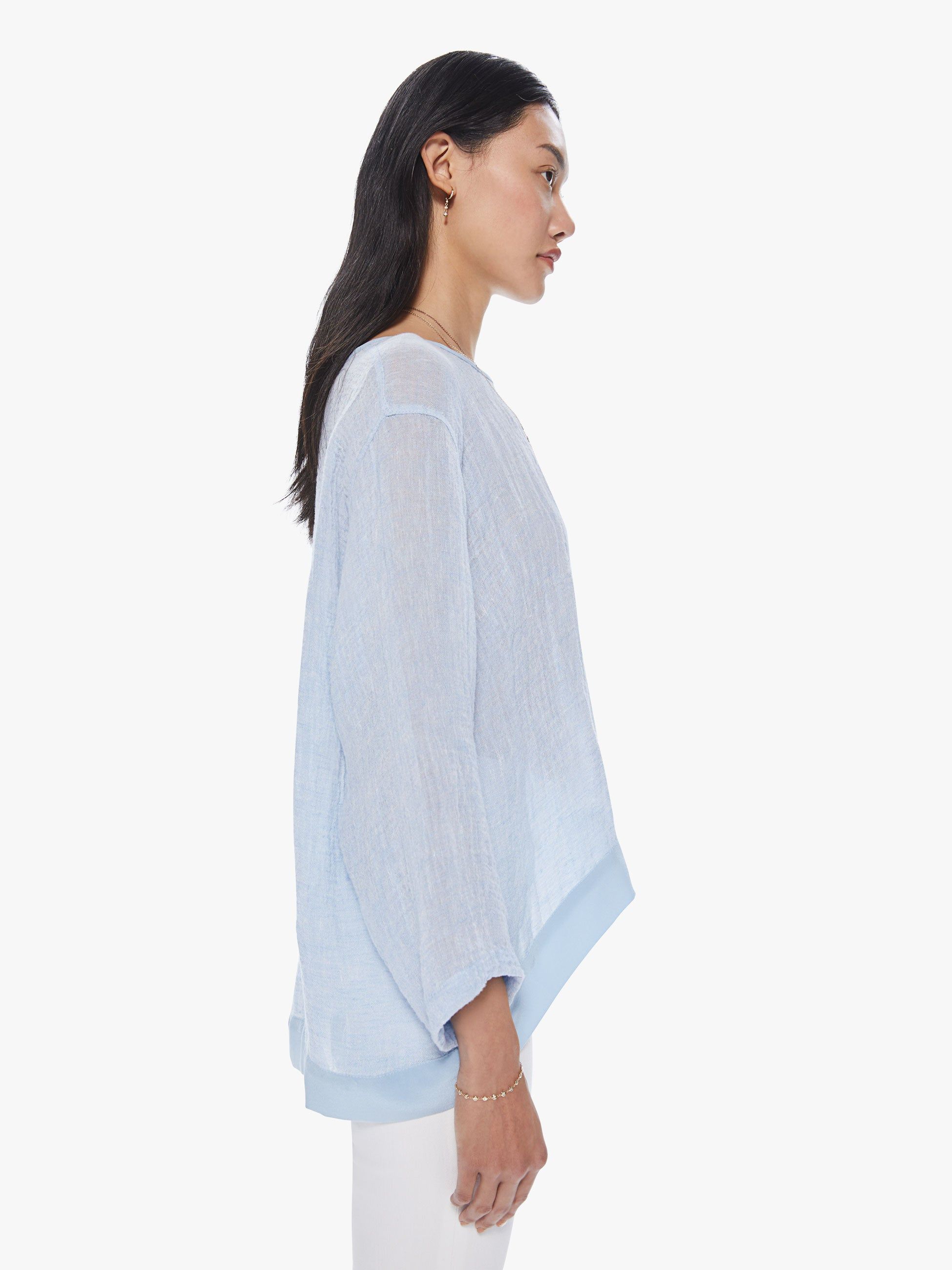 Maurizio Mykonos Linen Blouse - Sky Blue sold by MOTHER product image thumbnail 3