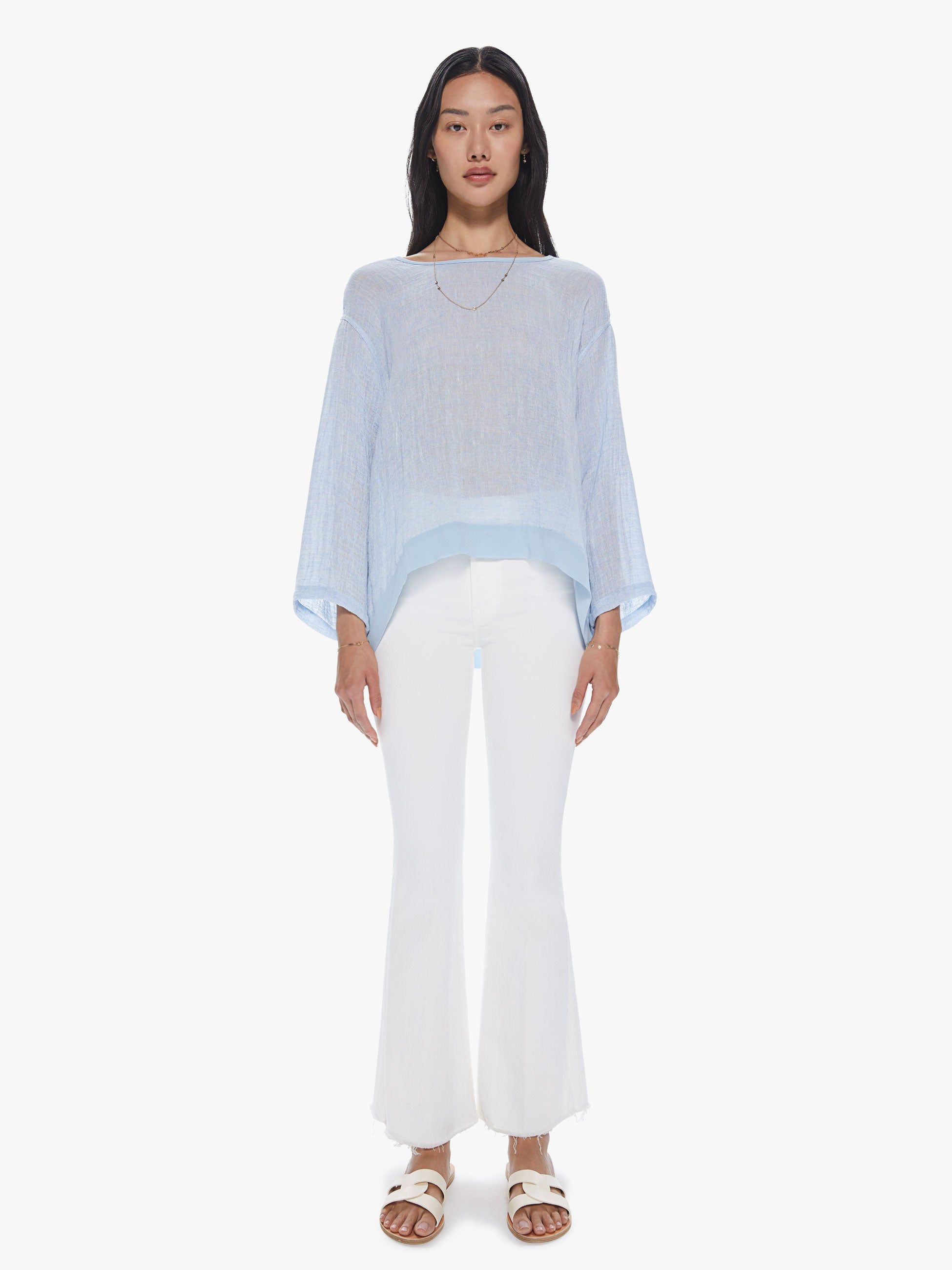 Maurizio Mykonos Linen Blouse - Sky Blue sold by MOTHER product image thumbnail 5