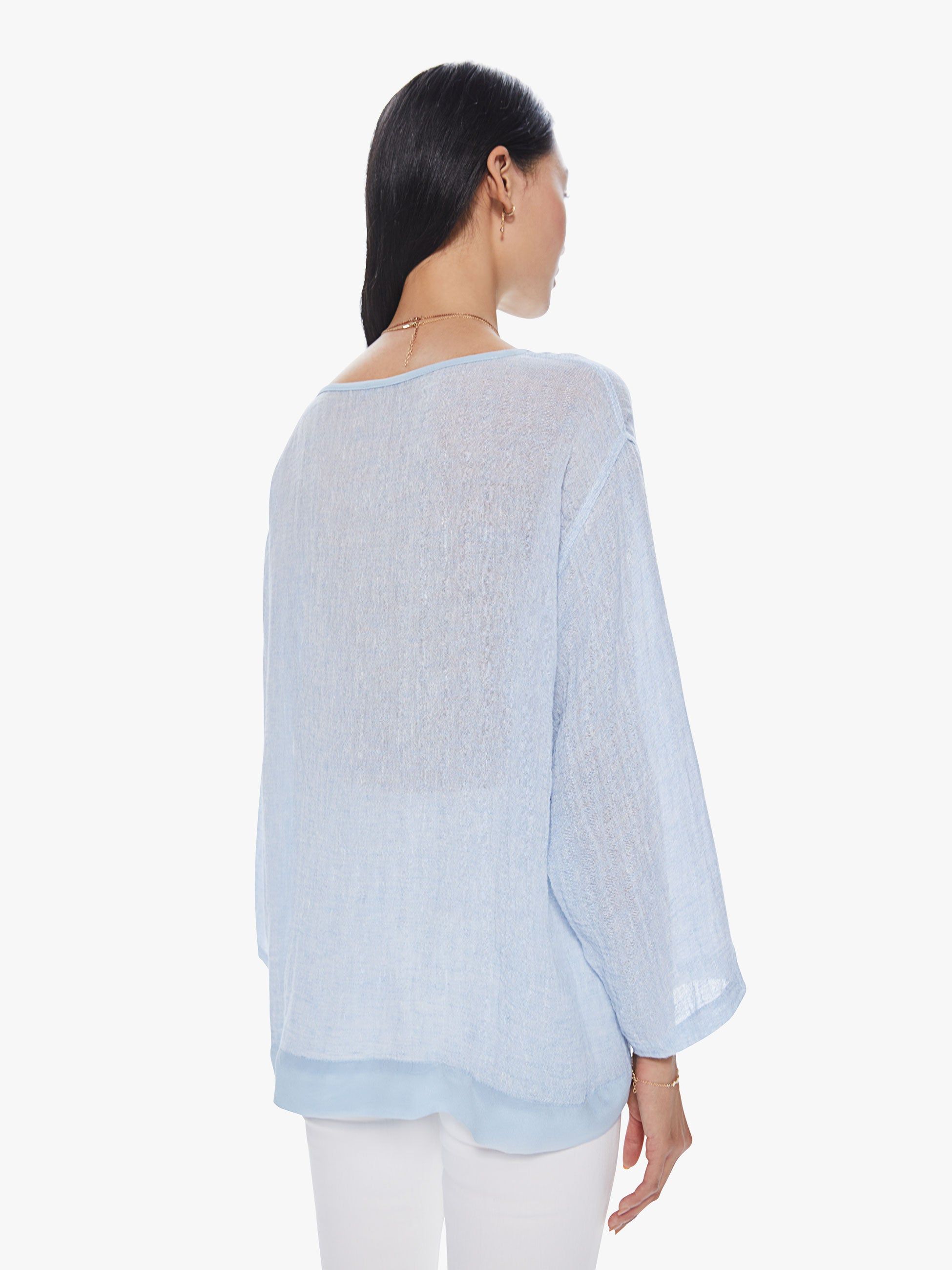 Maurizio Mykonos Linen Blouse - Sky Blue sold by MOTHER product image thumbnail 4