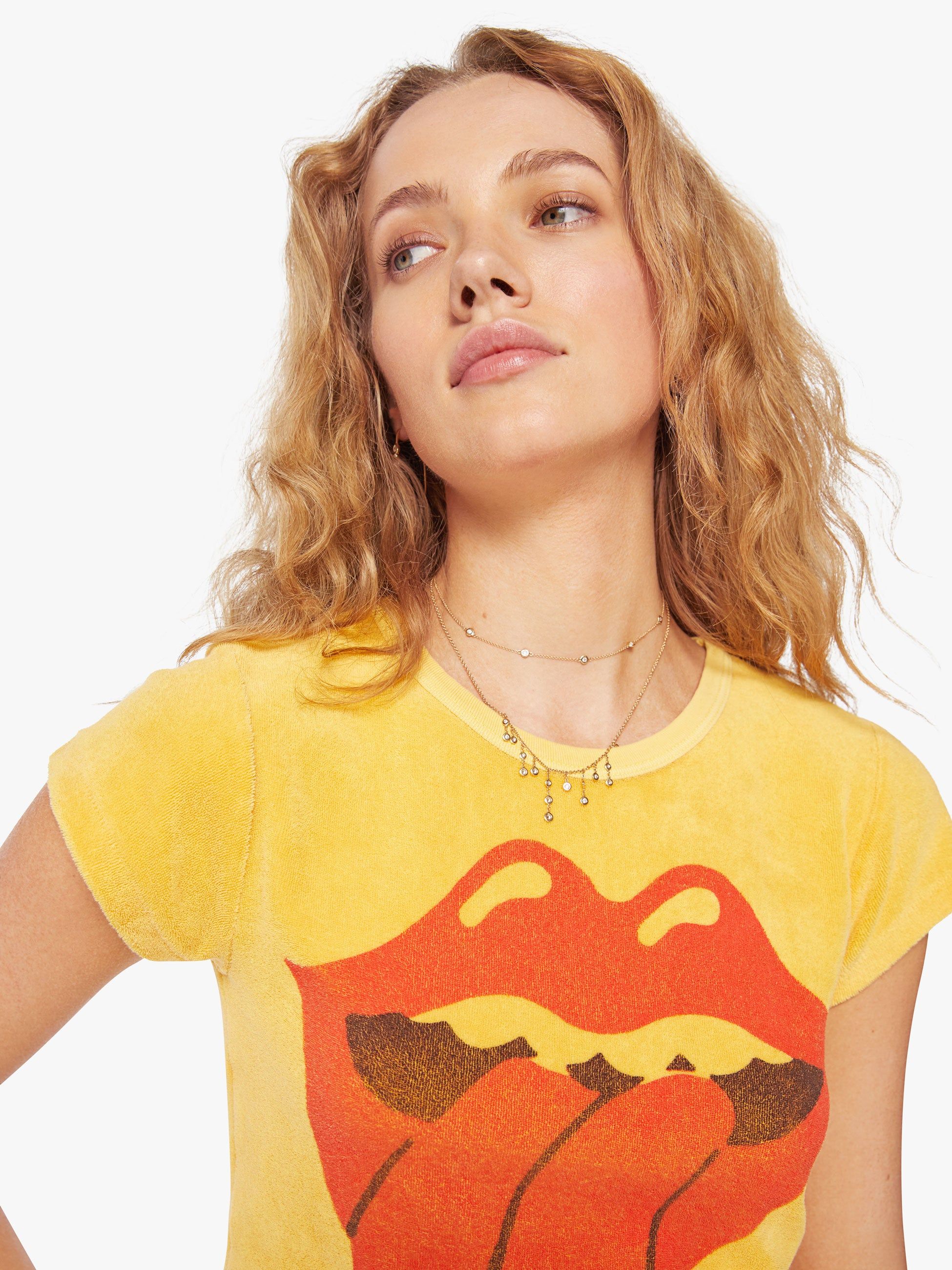 MadeWorn Rolling Stones Terry Shrunken Tee - Lemon sold by MOTHER product image thumbnail 5