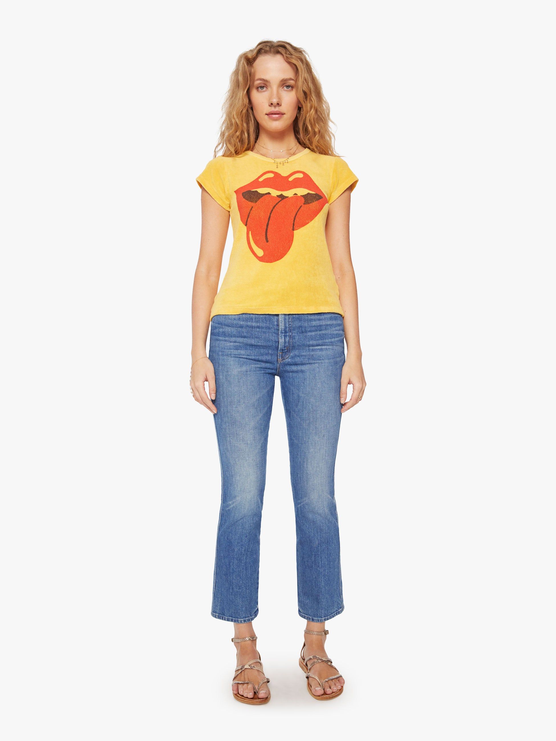 MadeWorn Rolling Stones Terry Shrunken Tee - Lemon sold by MOTHER product image thumbnail 4