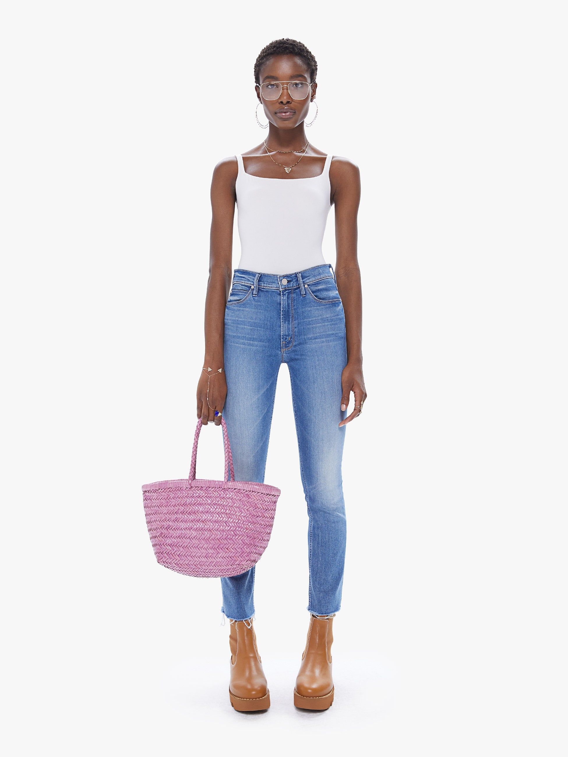 Basket Case Goa Small Leather Tote - Lilac sold by MOTHER product image thumbnail 3