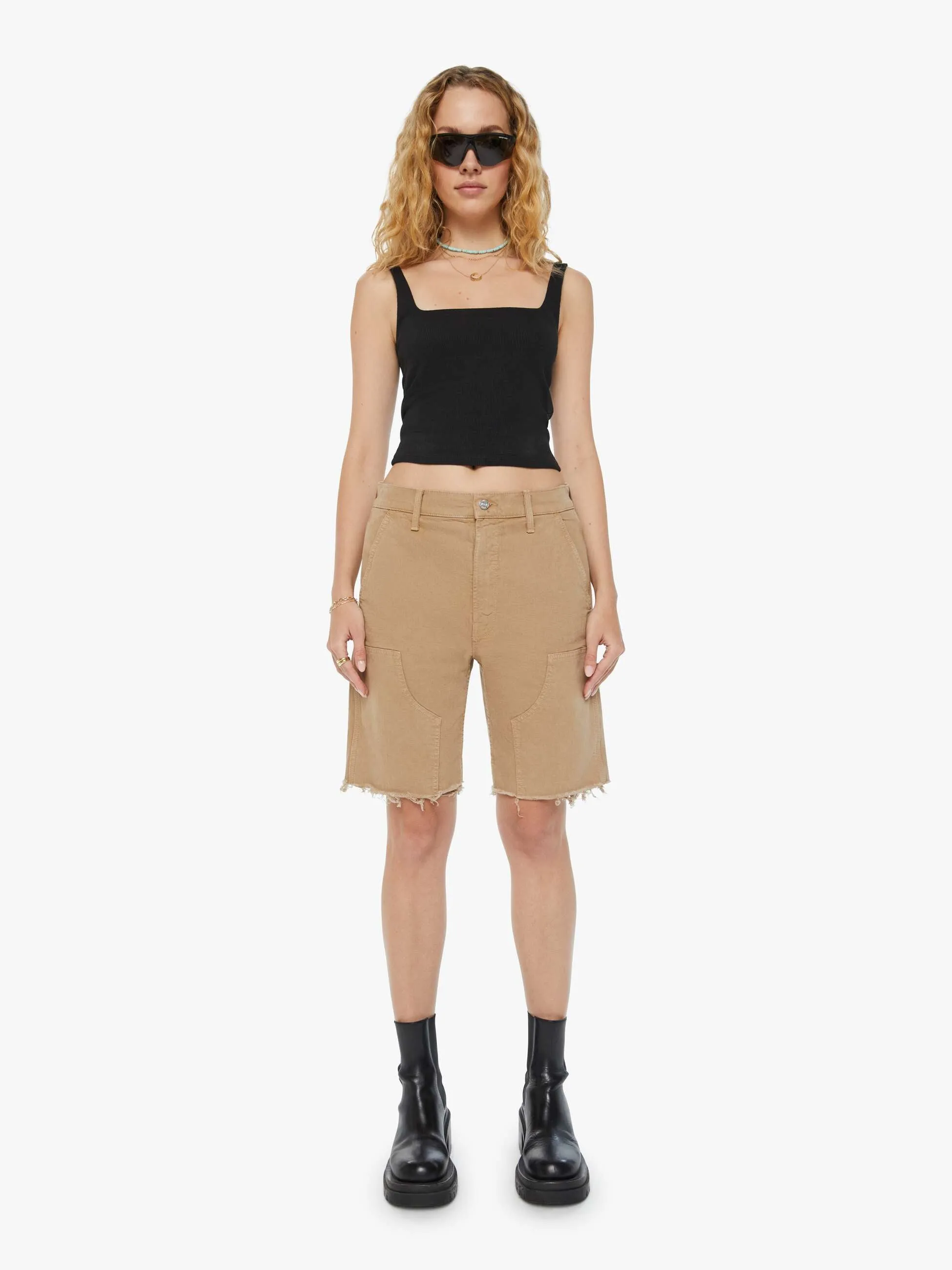 The Bee's Knees Short Fray - Dark Khaki sold by MOTHER