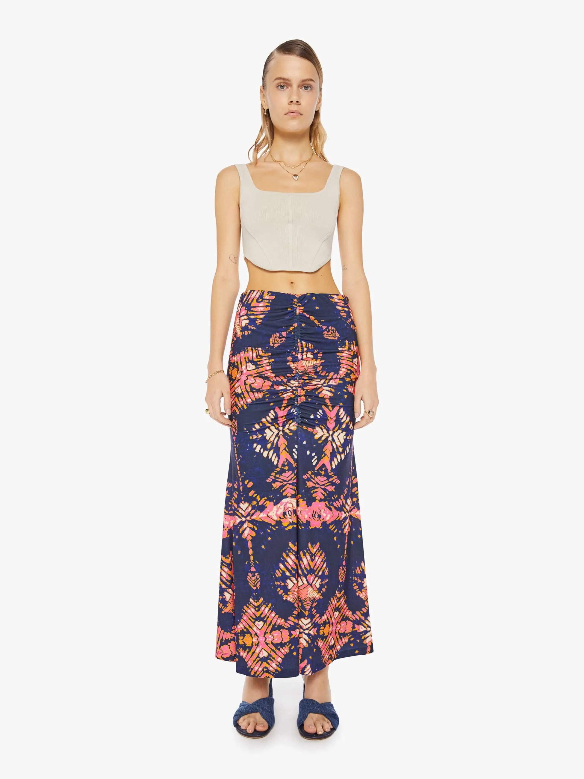 Maria Cher Liv Midi Skirt - Navy Shibori sold by MOTHER product image thumbnail 2