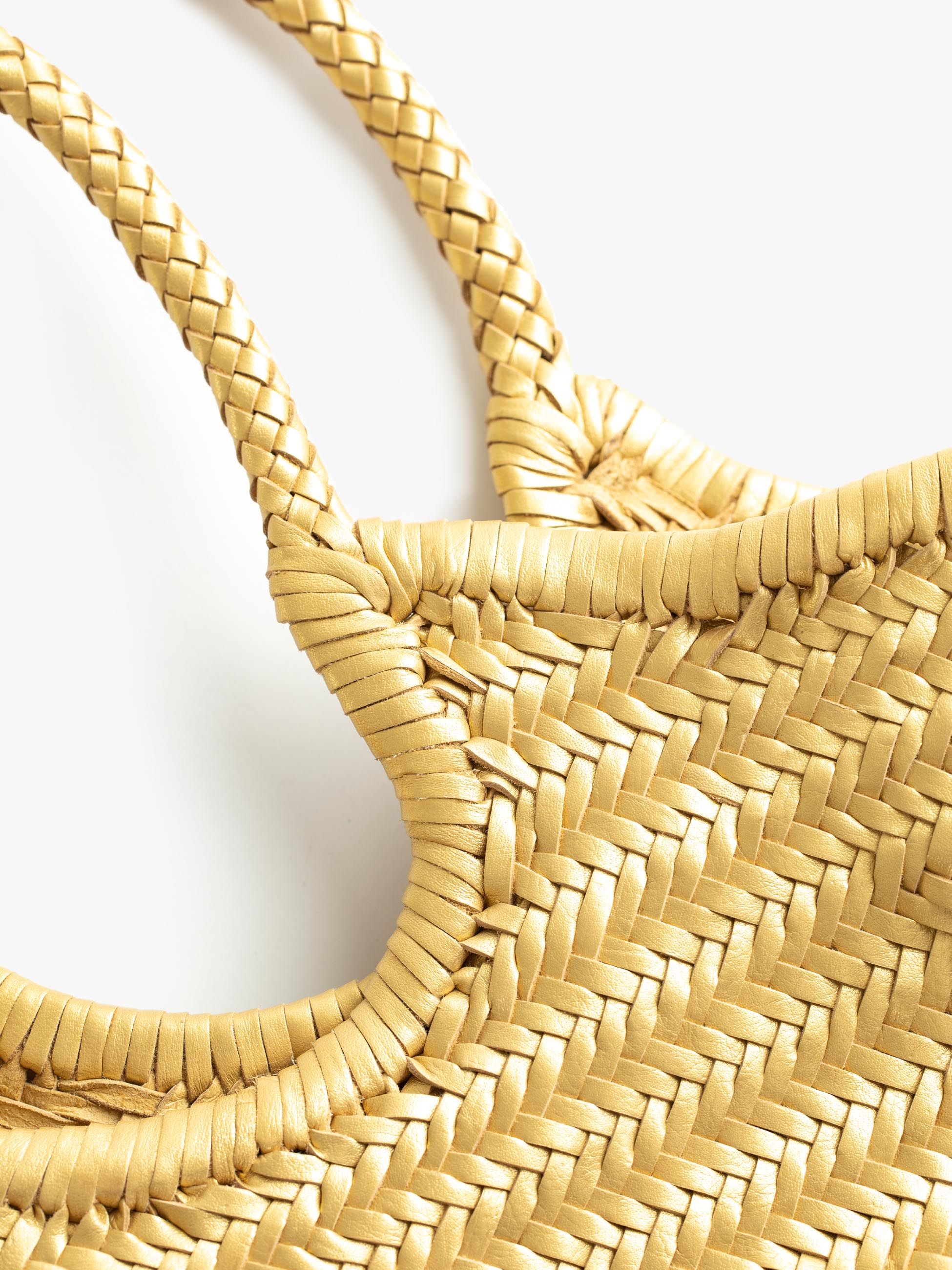 Basket Case Metallic Kerala Medium Leather Tote - Gold sold by MOTHER product image thumbnail 5