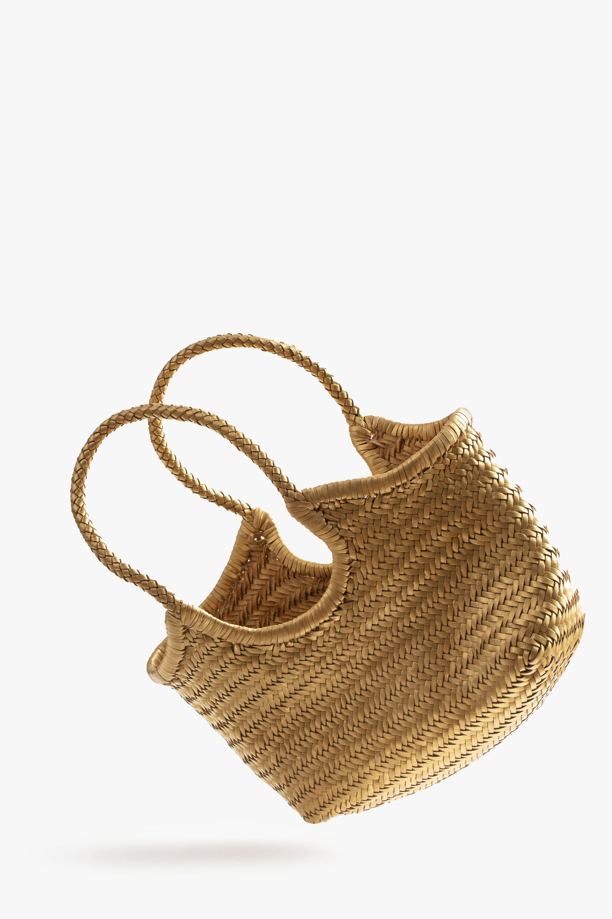 Basket Case Metallic Kerala Medium Leather Tote - Gold sold by MOTHER product image thumbnail 4
