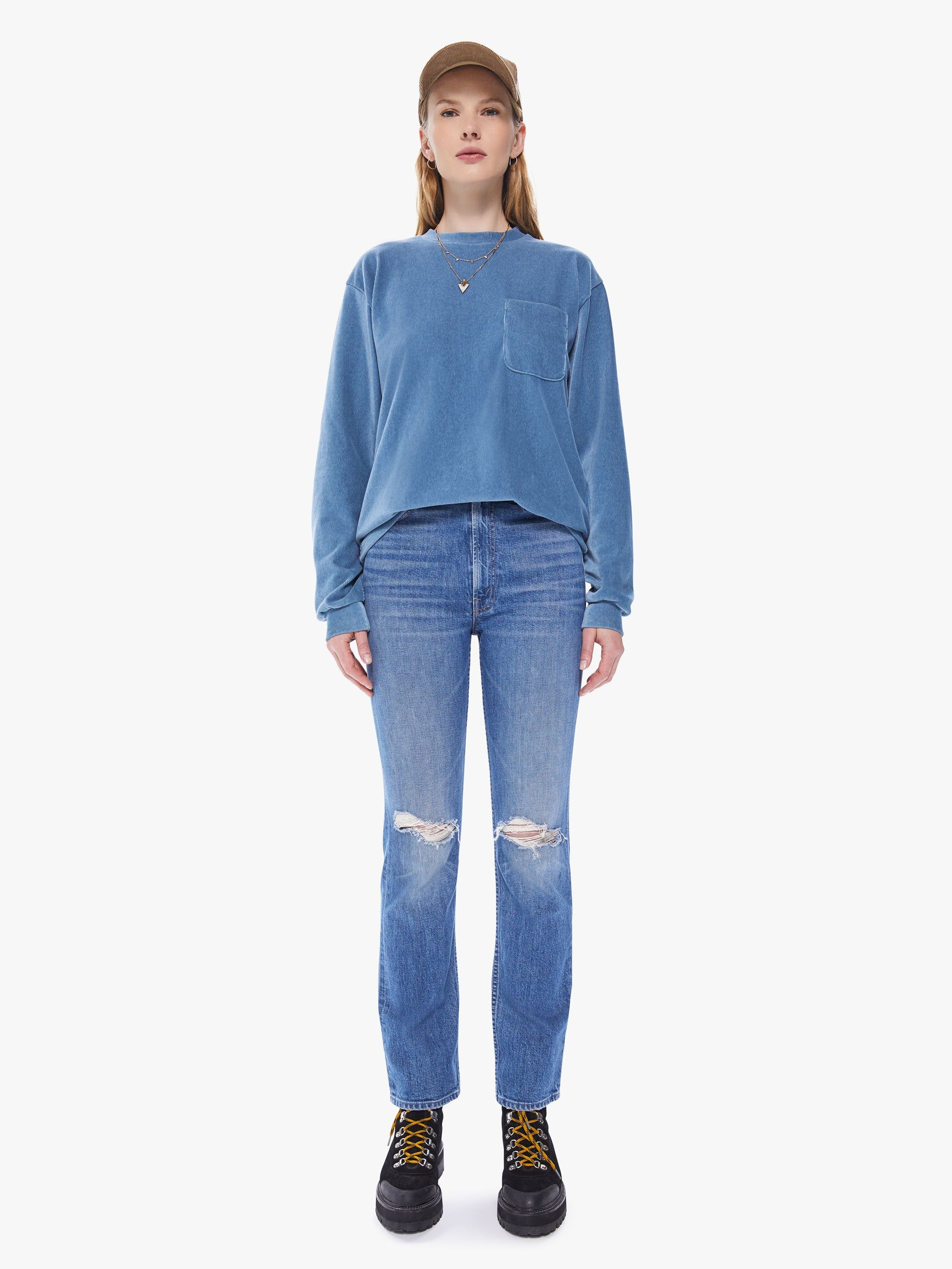 La Paz Duarte L/S Ribbed Tee - Captain's Blue sold by MOTHER product image thumbnail 5