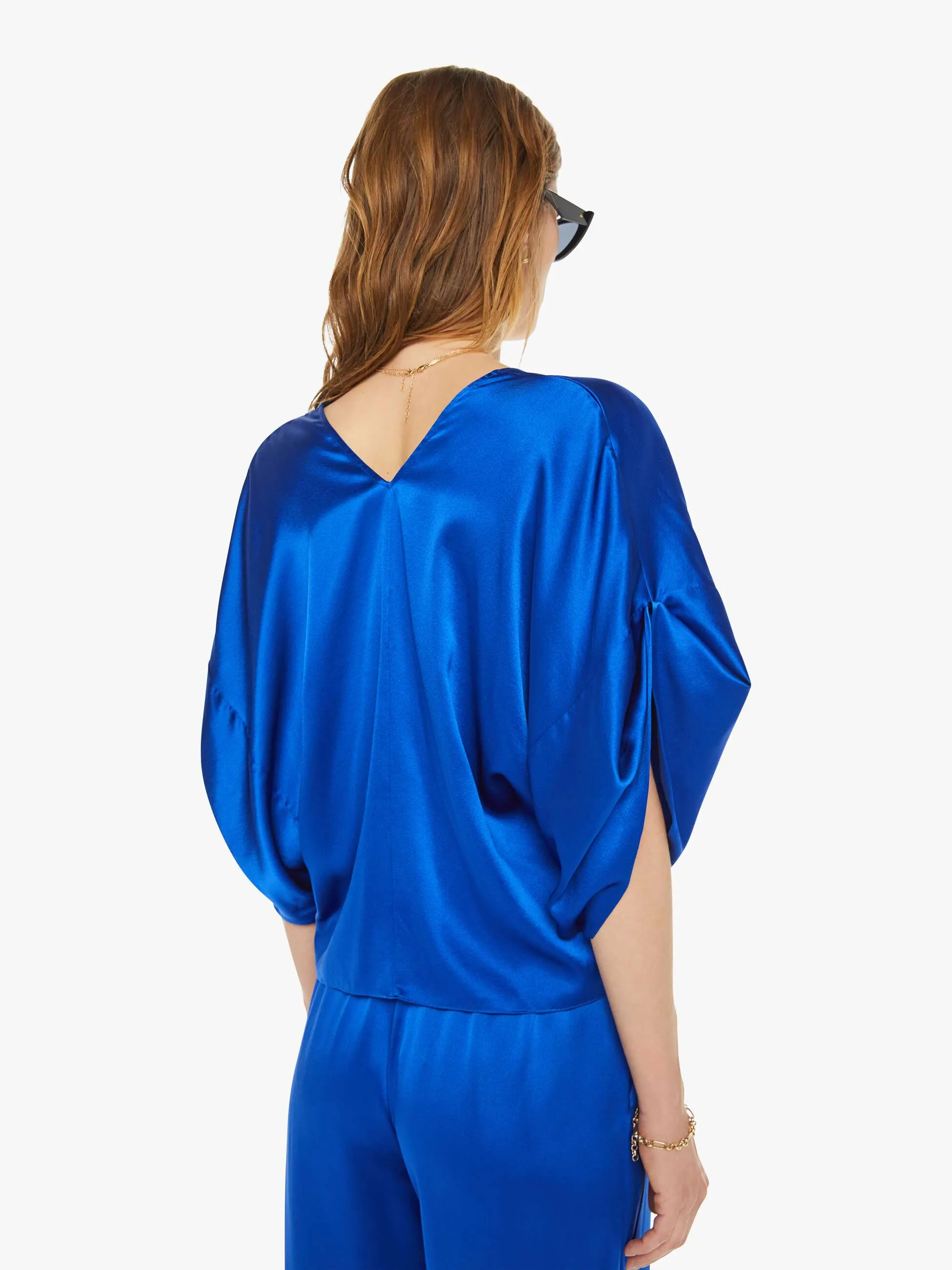 SABLYN Lido V-Neck Tee With Fold Back - Lapis sold by MOTHER product image thumbnail 4