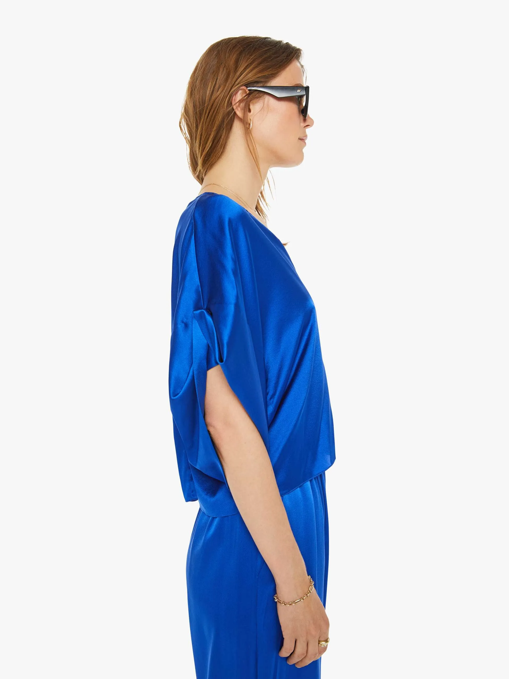 SABLYN Lido V-Neck Tee With Fold Back - Lapis sold by MOTHER product image thumbnail 3