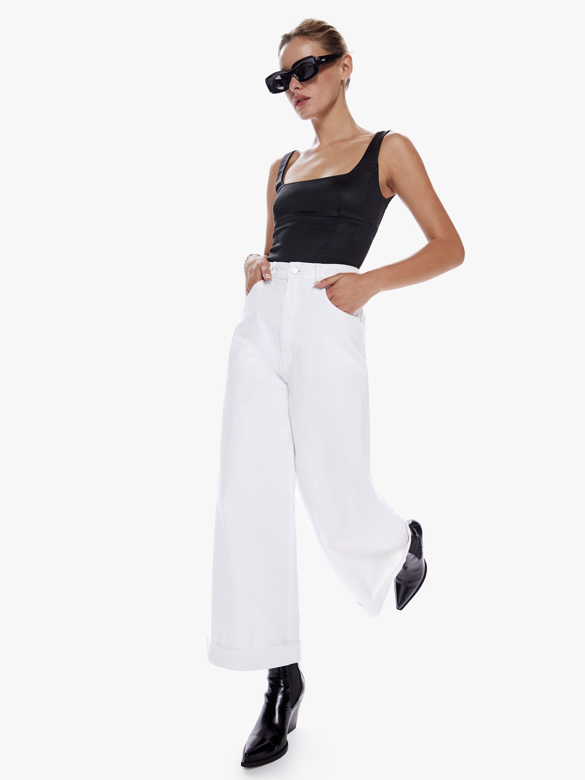 SNACKS! High Waisted Push-Pop Crop Cuff - Sticky Rice sold by MOTHER product image thumbnail 5