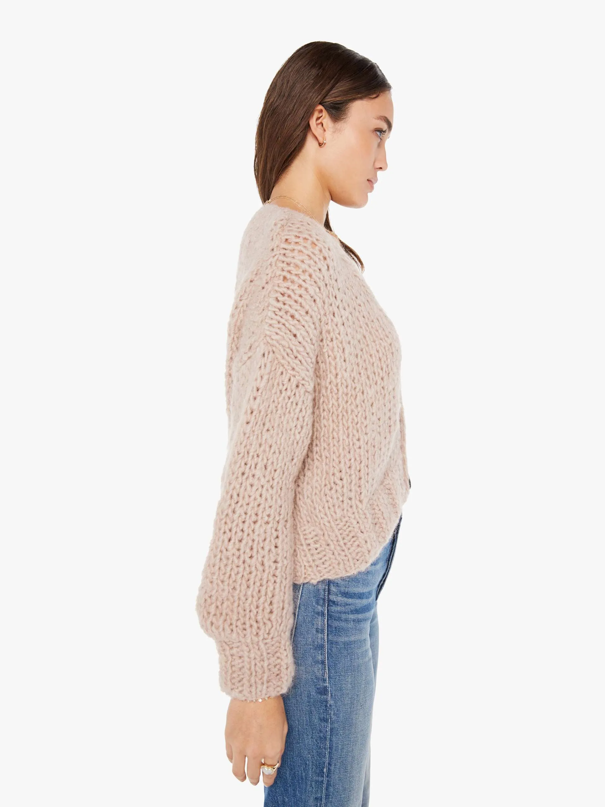 Maiami Curly Alpaca Short Cardigan - Powder Pink sold by MOTHER product image thumbnail 3