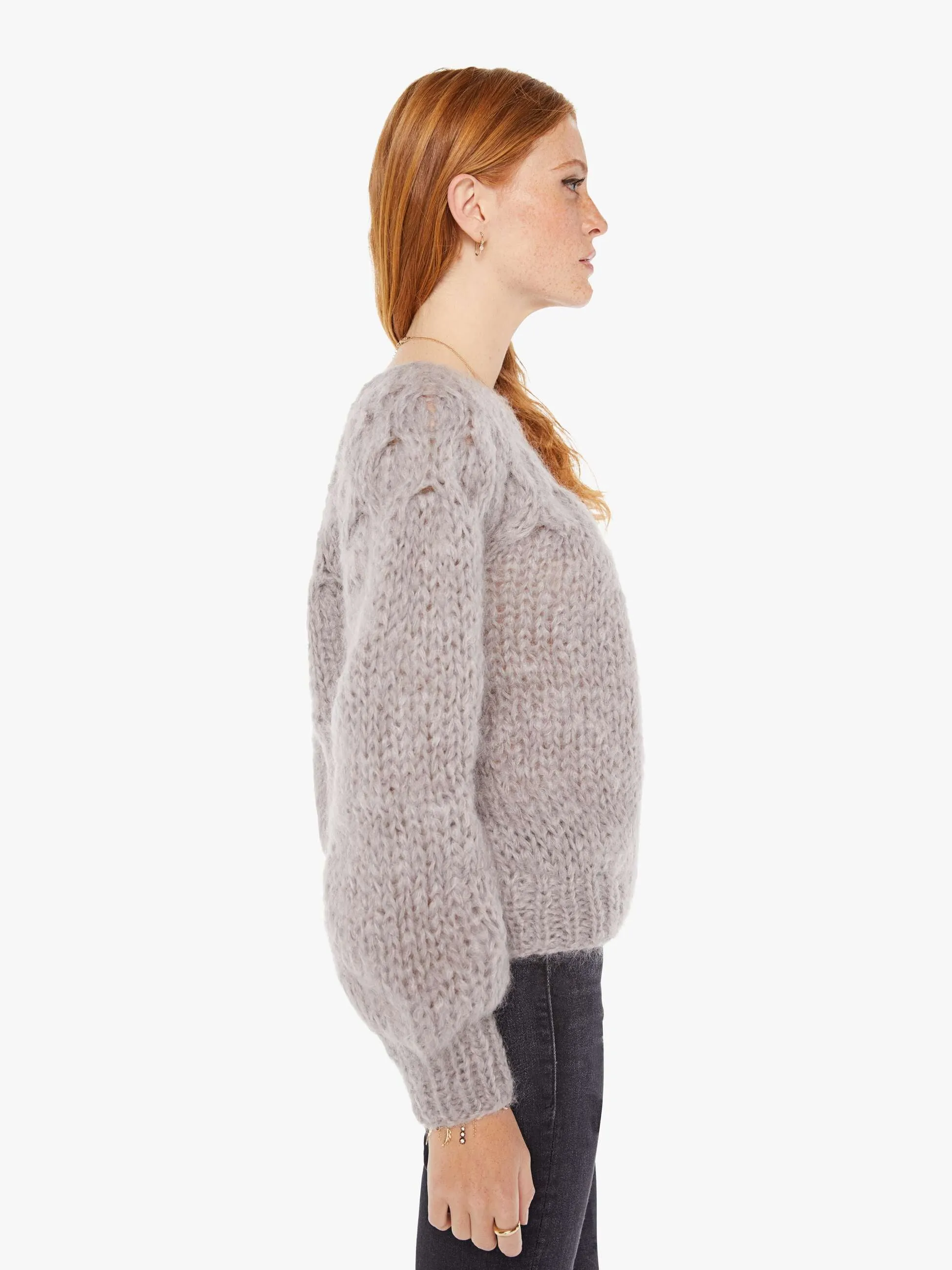 Maiami Mohair Honeycomb Pleated Pullover - Concrete sold by MOTHER product image thumbnail 3