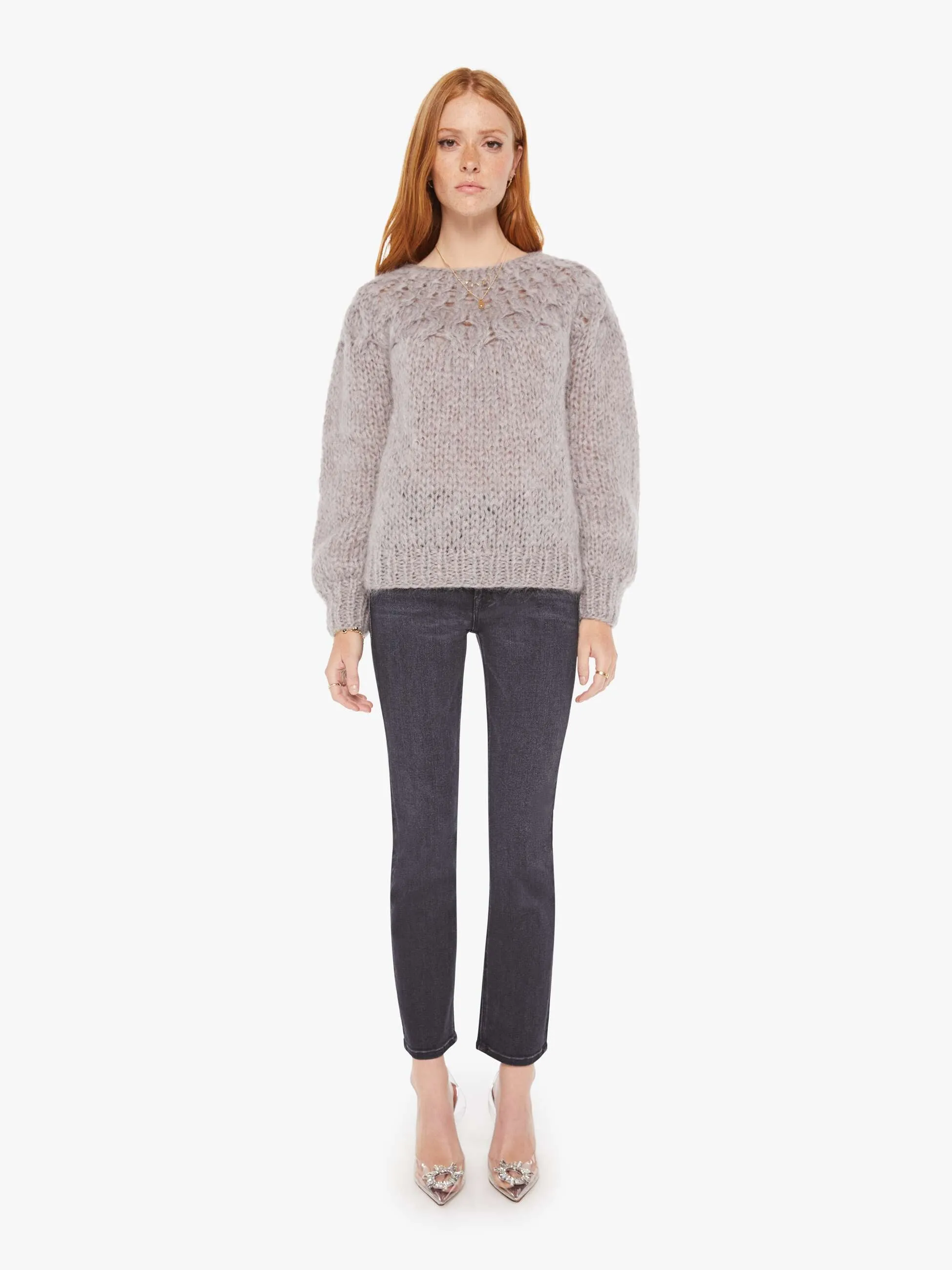 Maiami Mohair Honeycomb Pleated Pullover - Concrete sold by MOTHER product image thumbnail 5