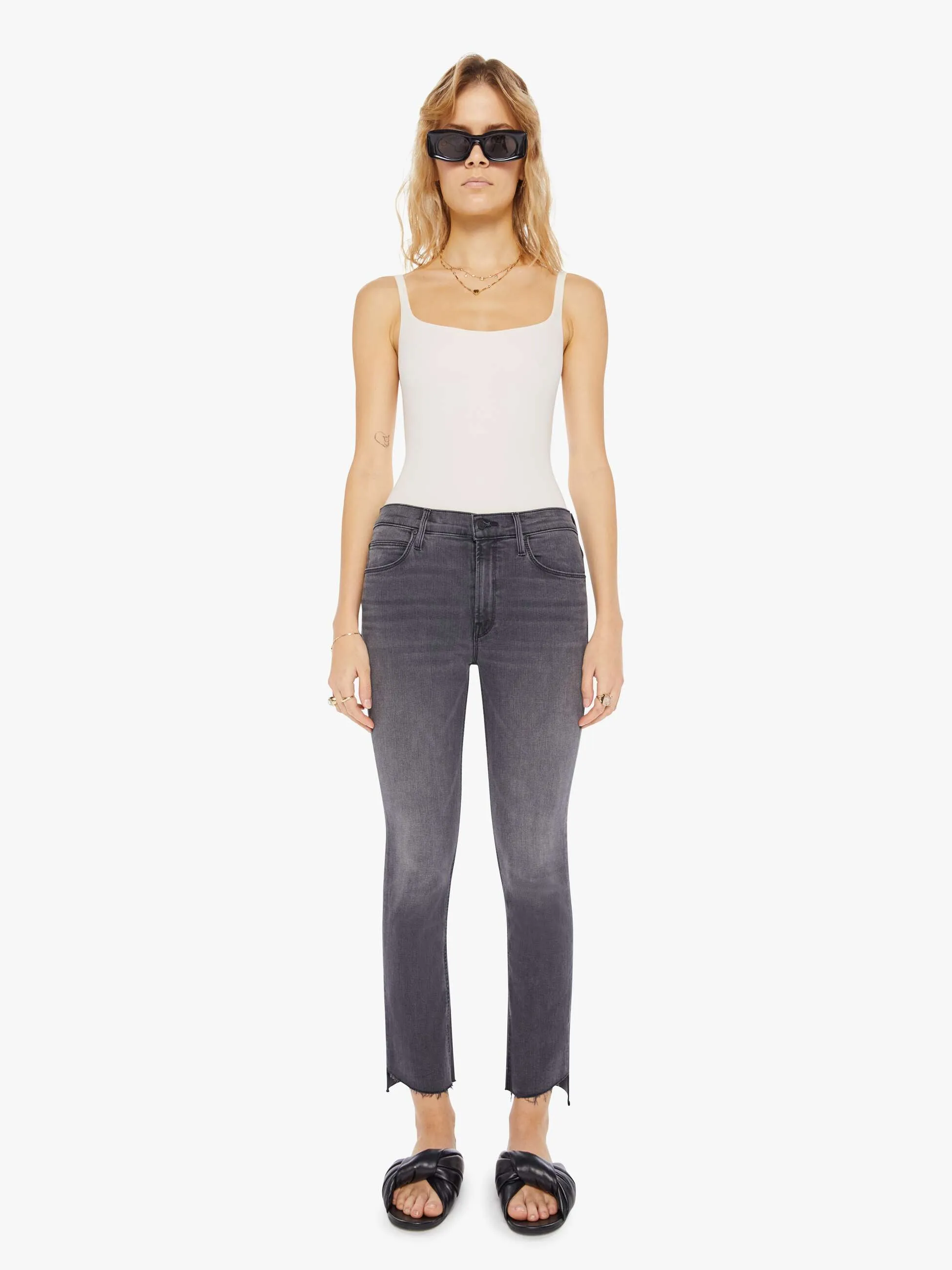 The Mid Rise Dazzler Ankle Step Fray - Lighting Up Lanterns sold by MOTHER