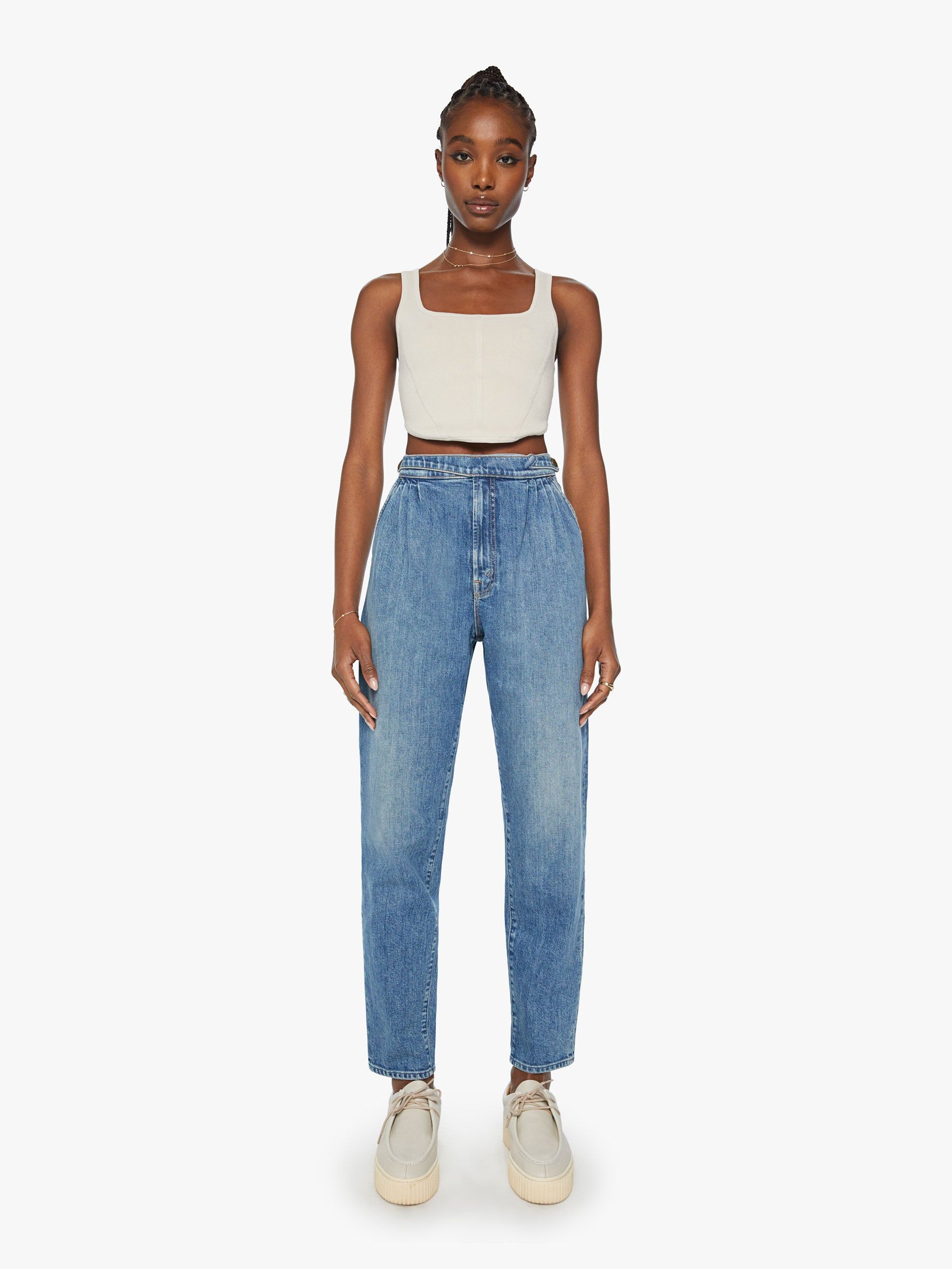 High Waisted Pleated Popular Prep Hover - Horsin' Around sold by MOTHER product image thumbnail 2