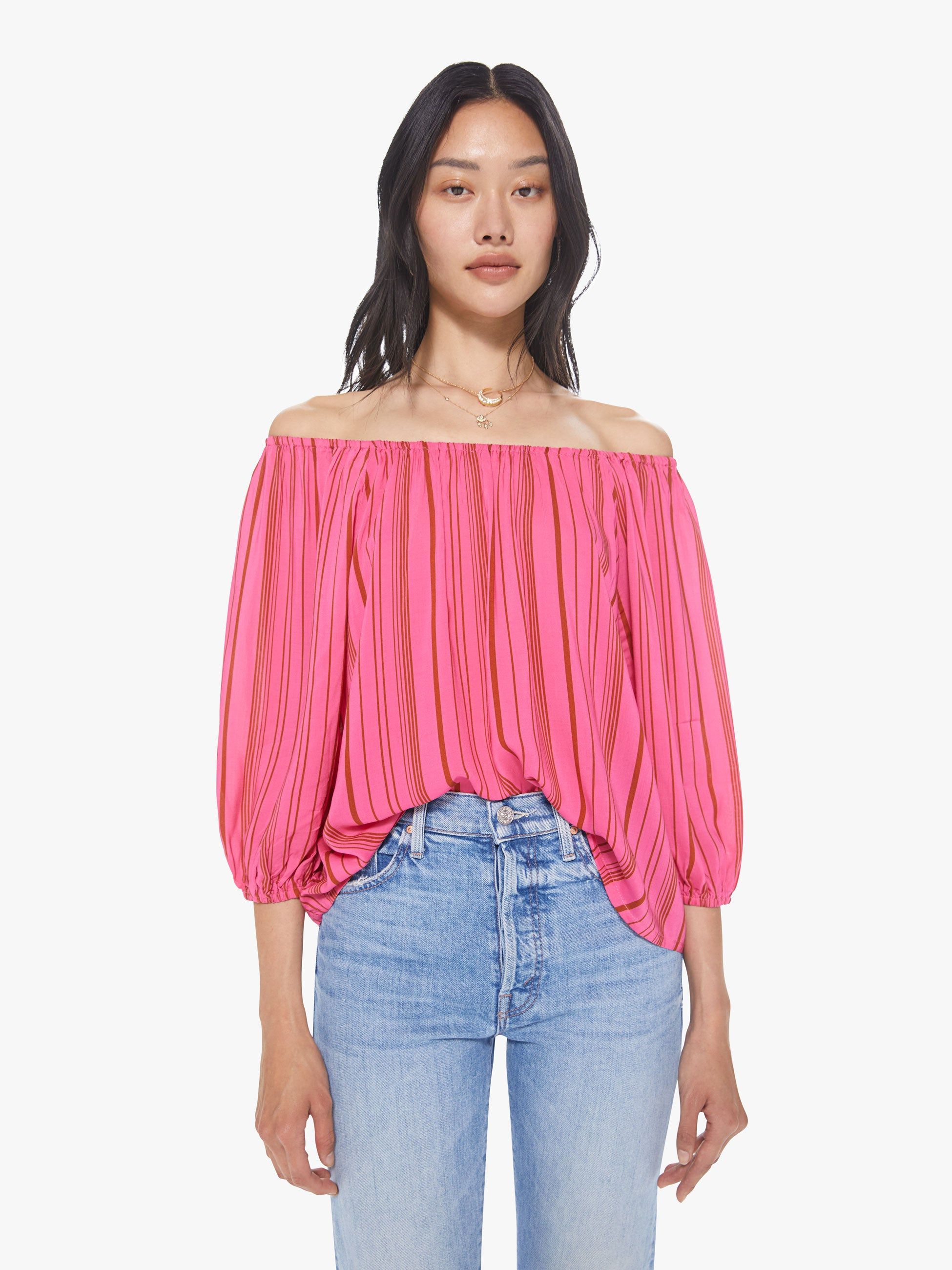 Natalie Martin Ella Top - Thin Stripe Puglia Pink sold by MOTHER