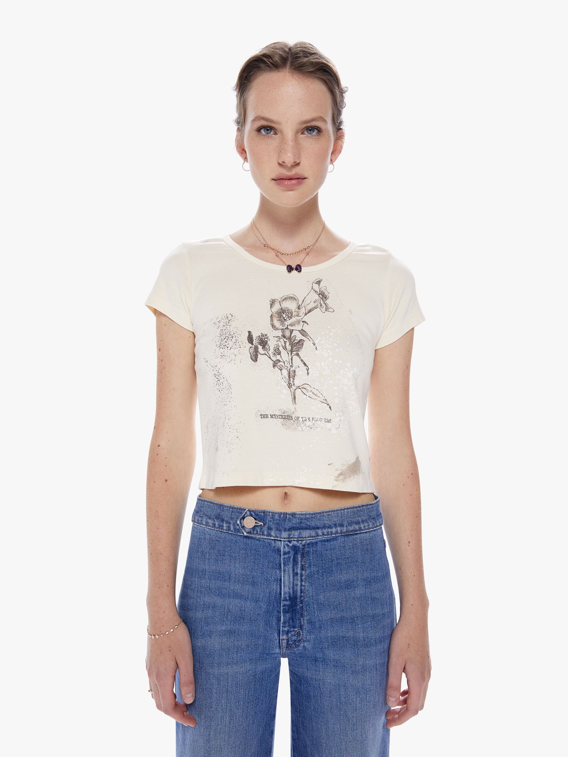 The Itty Bitty Scoop Neck Tee - Mysteries Of The Flowers sold by MOTHER