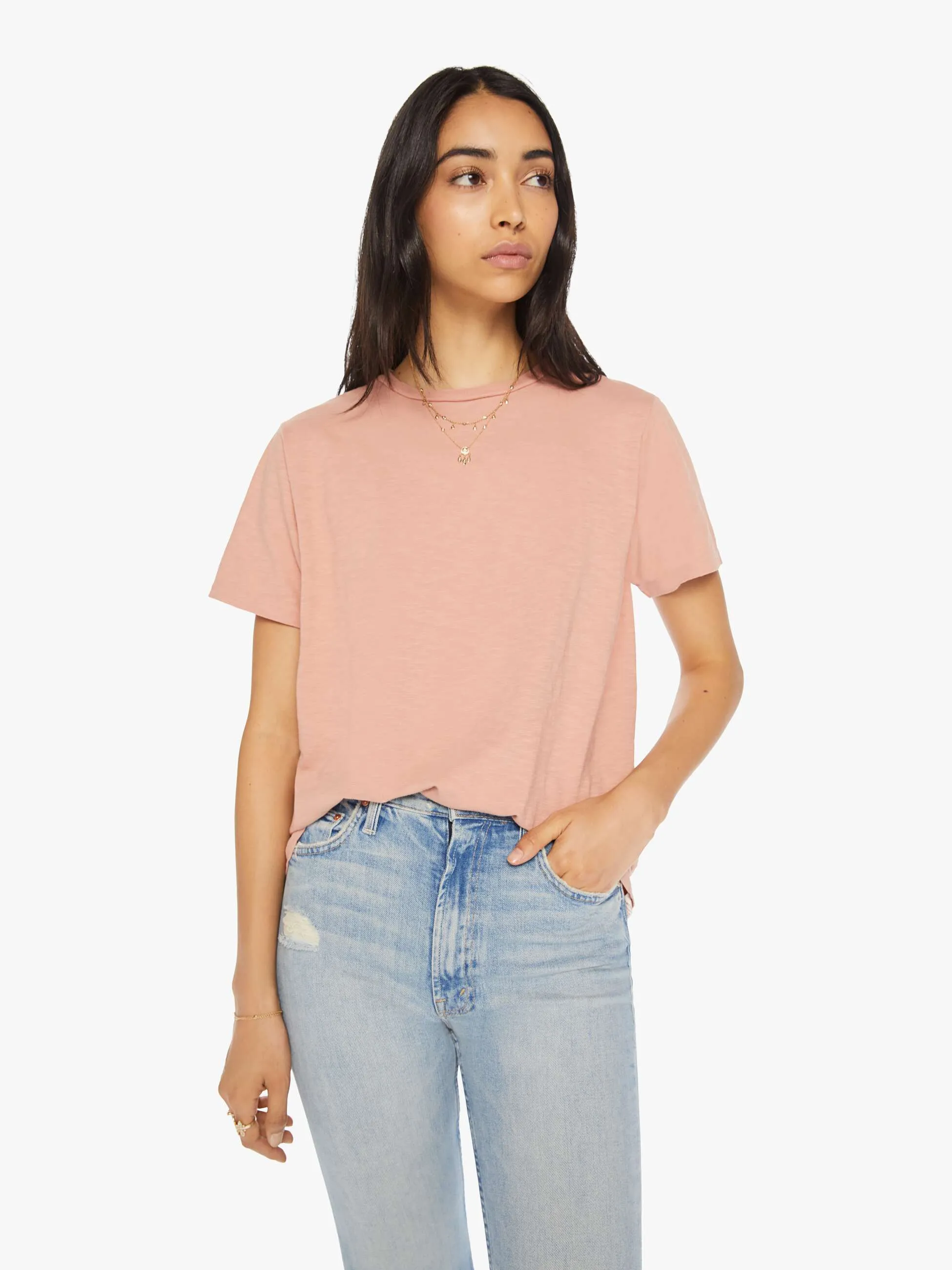 Velva Sheen Rolled Short Sleeve Regular Tee - Orange Beige sold by MOTHER