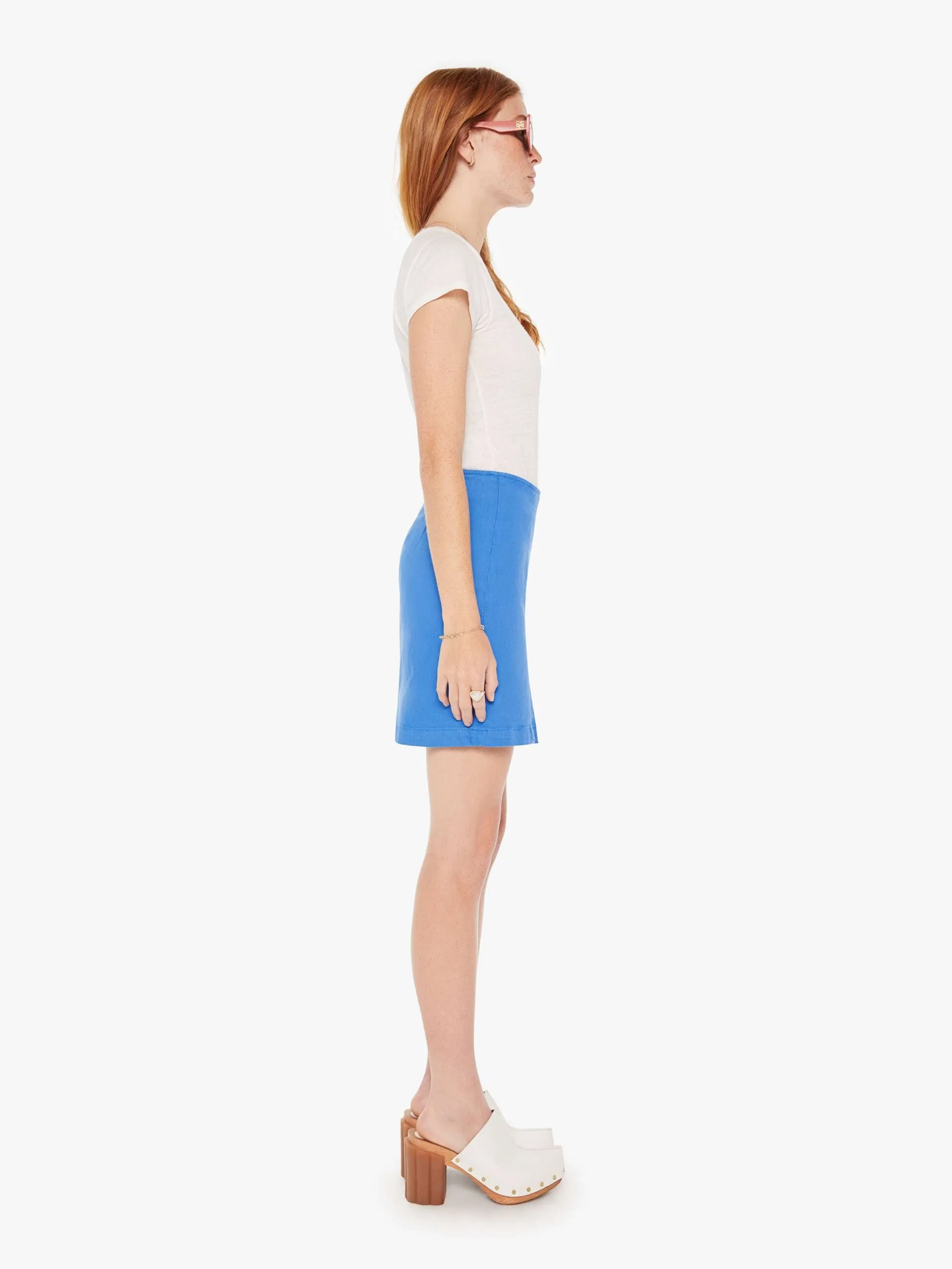 The Side Splitter Mini Skirt - Princess Blue sold by MOTHER product image thumbnail 3
