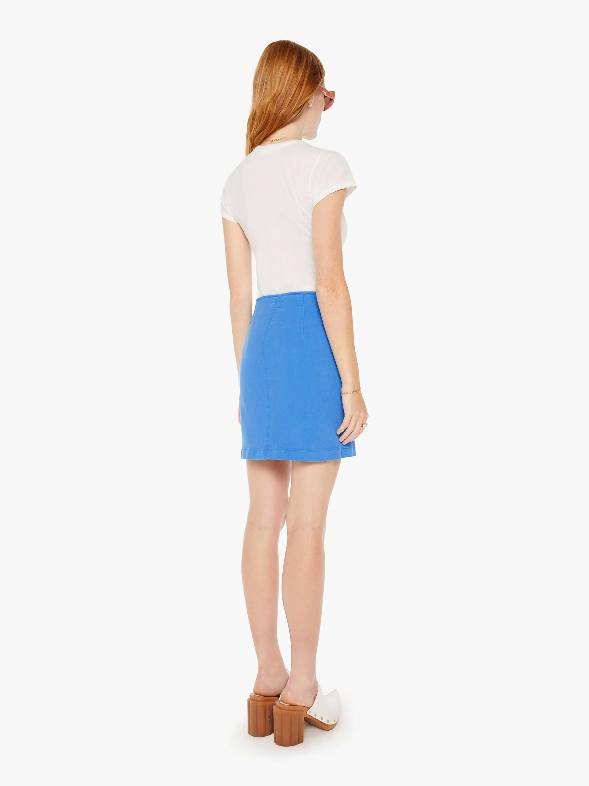 The Side Splitter Mini Skirt - Princess Blue sold by MOTHER product image thumbnail 4