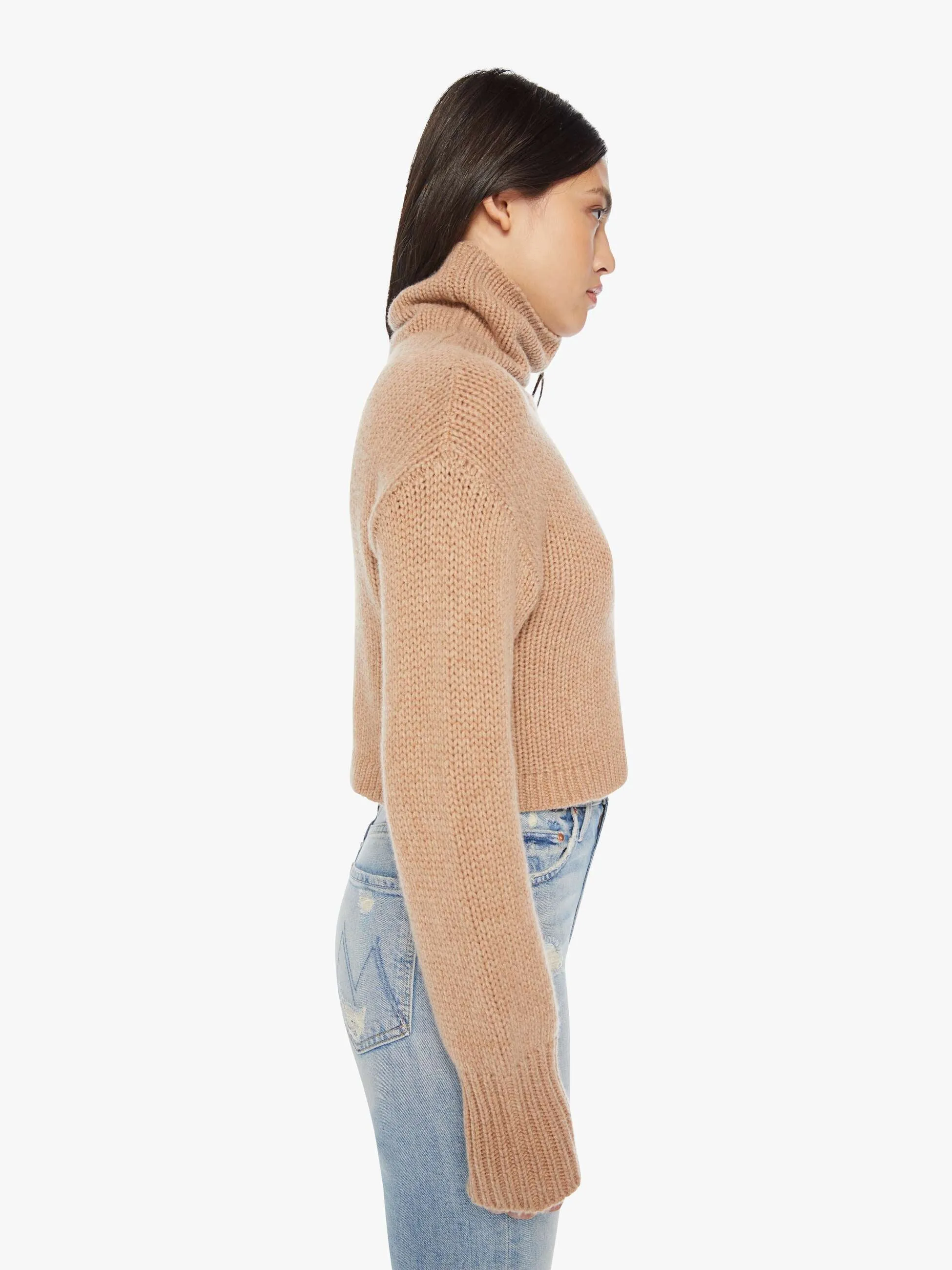 SABLYN Shay Crop Turtleneck Sweater - Almondine sold by MOTHER product image thumbnail 3