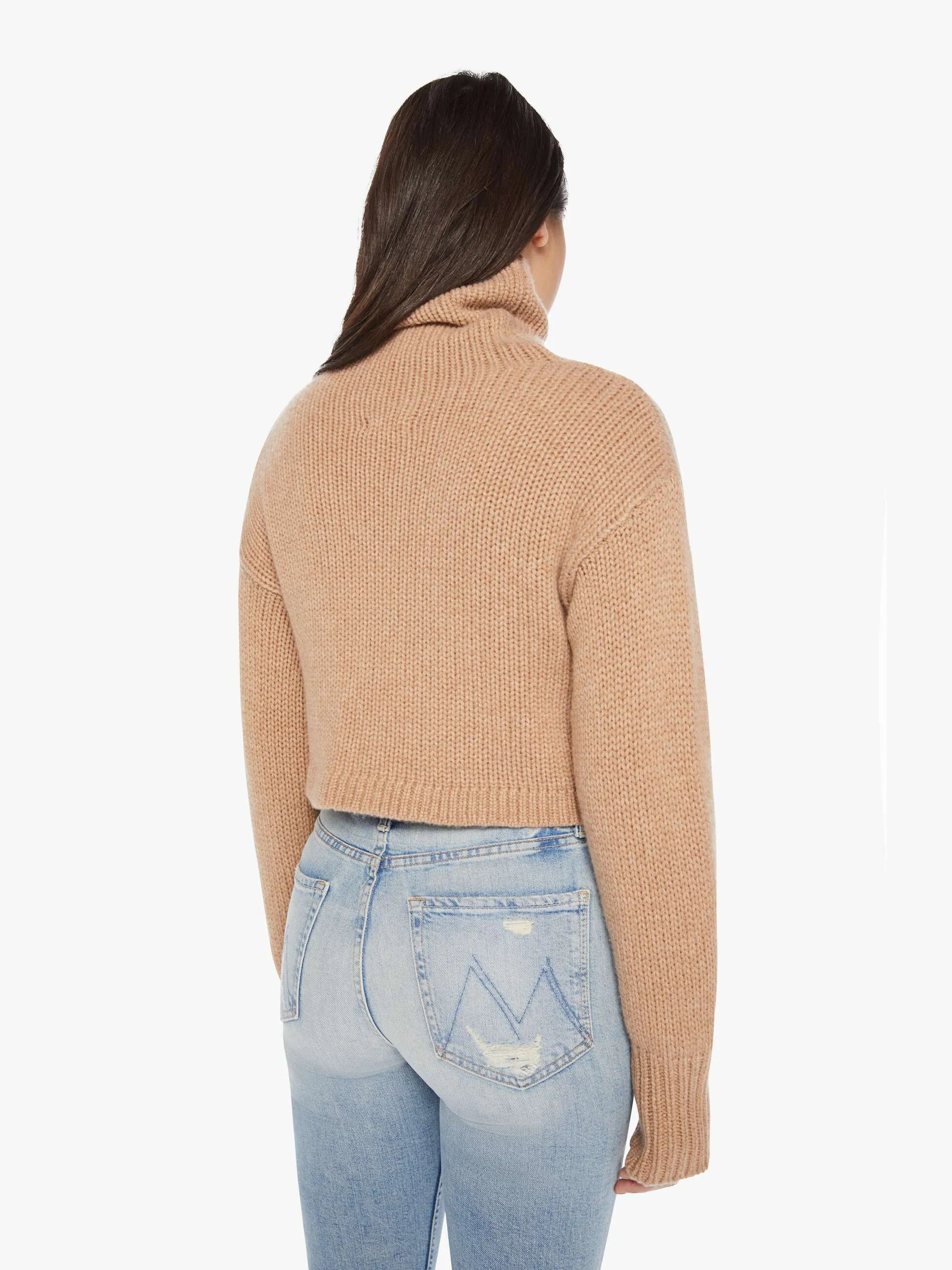 SABLYN Shay Crop Turtleneck Sweater - Almondine sold by MOTHER product image thumbnail 4