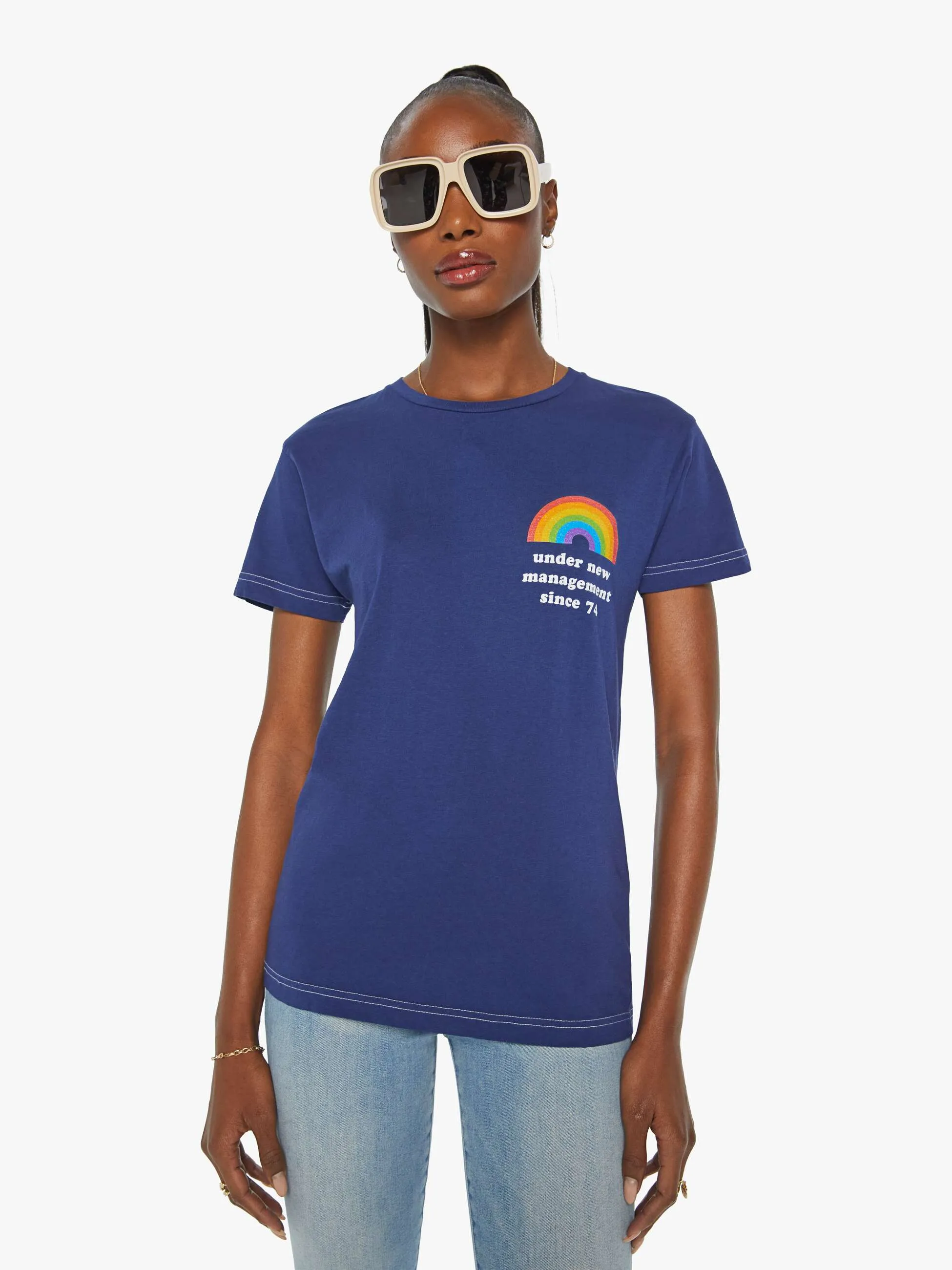 Cloney Rainbow Management Tee - Navy sold by MOTHER