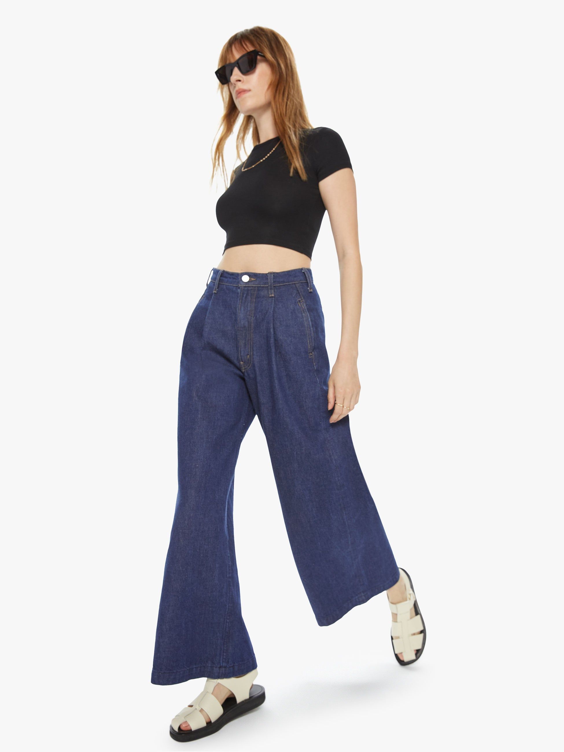 SNACKS! High Waisted Pleated Push Pop Nerdy - Cold Brew sold by MOTHER product image thumbnail 5