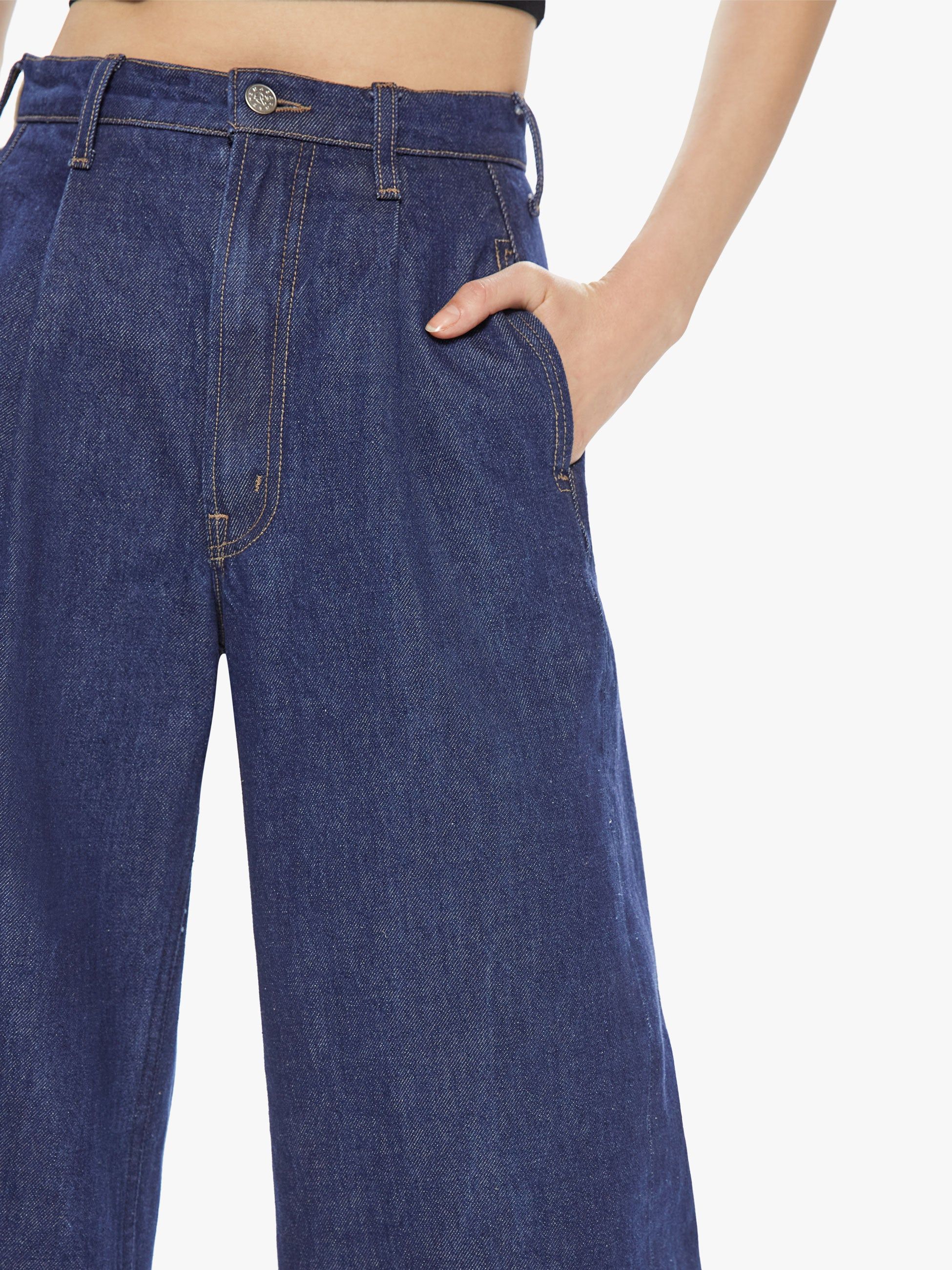 SNACKS! High Waisted Pleated Push Pop Nerdy - Cold Brew sold by MOTHER product image thumbnail 6