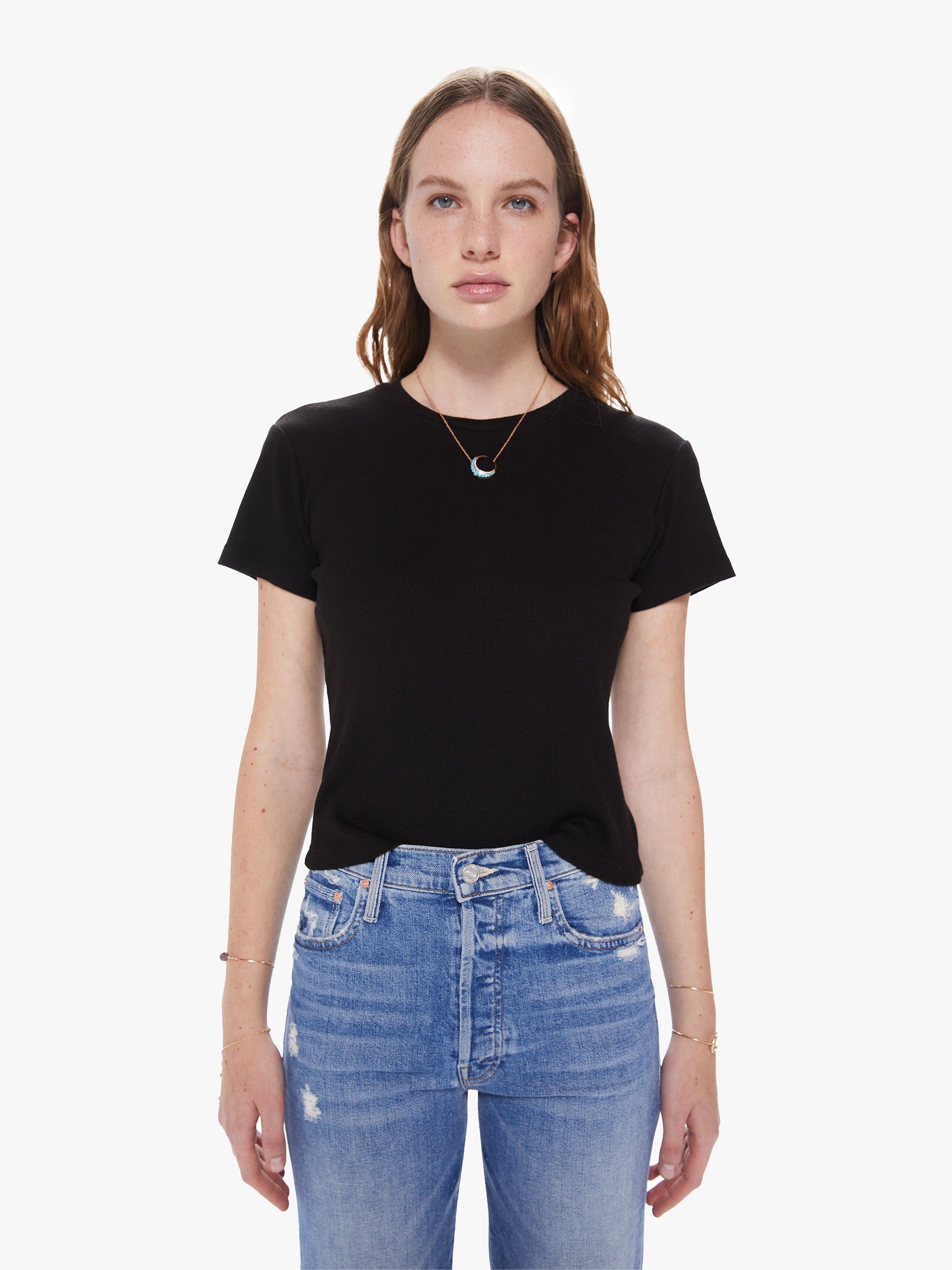 SPRWMN Ribbed Baby Tee - Black sold by MOTHER