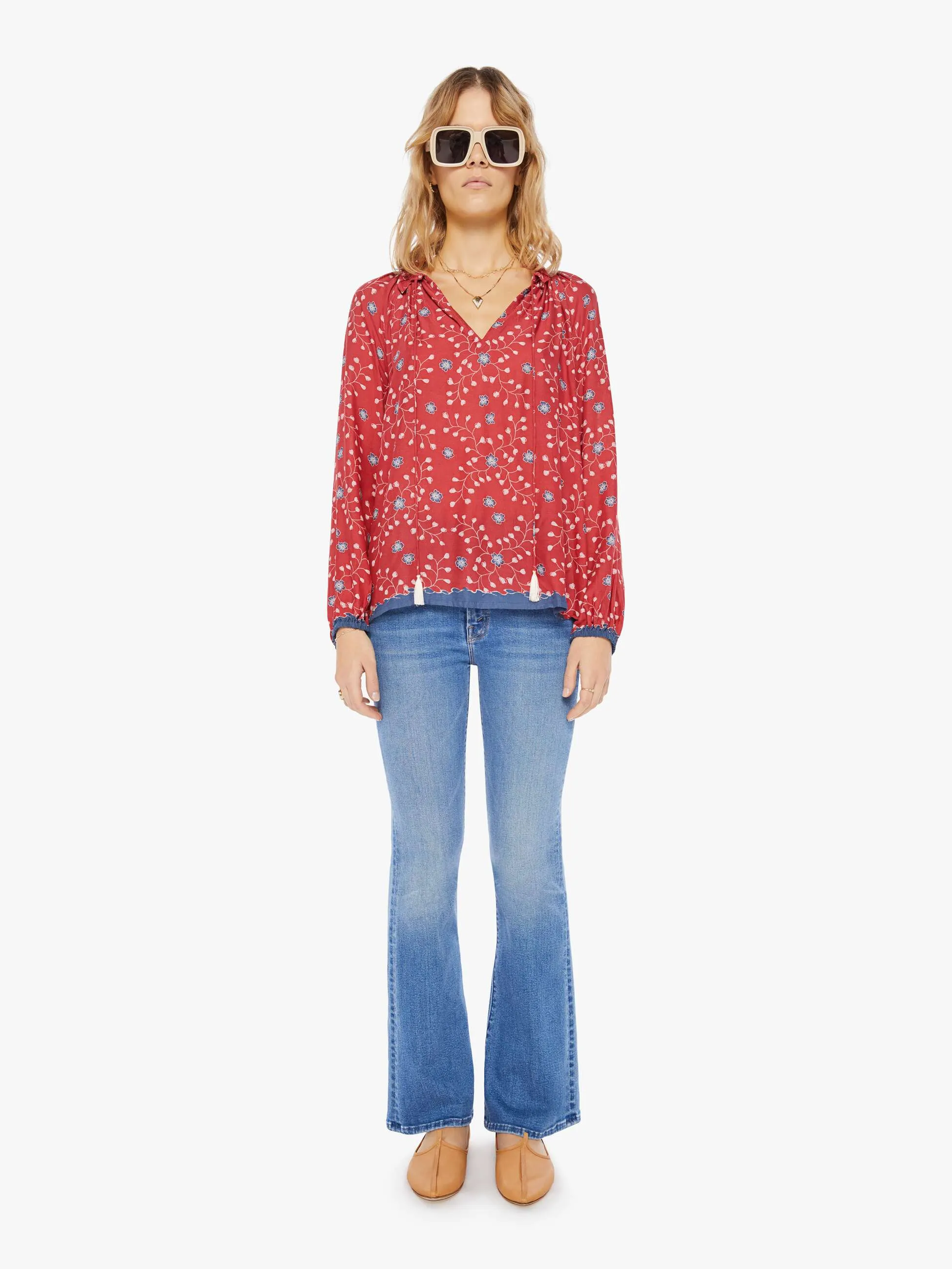 Natalie Martin Penny Blouse - Pinwheel Barn Red sold by MOTHER product image thumbnail 5
