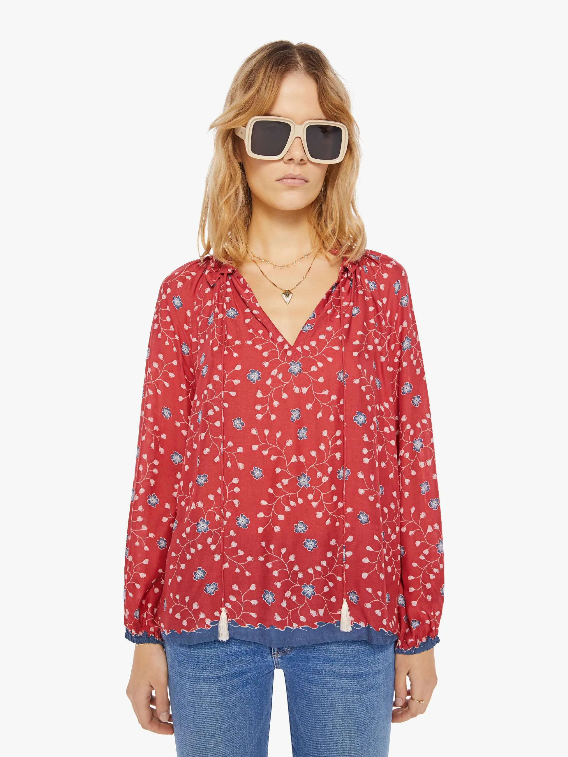 Natalie Martin Penny Blouse - Pinwheel Barn Red sold by MOTHER product image thumbnail 2