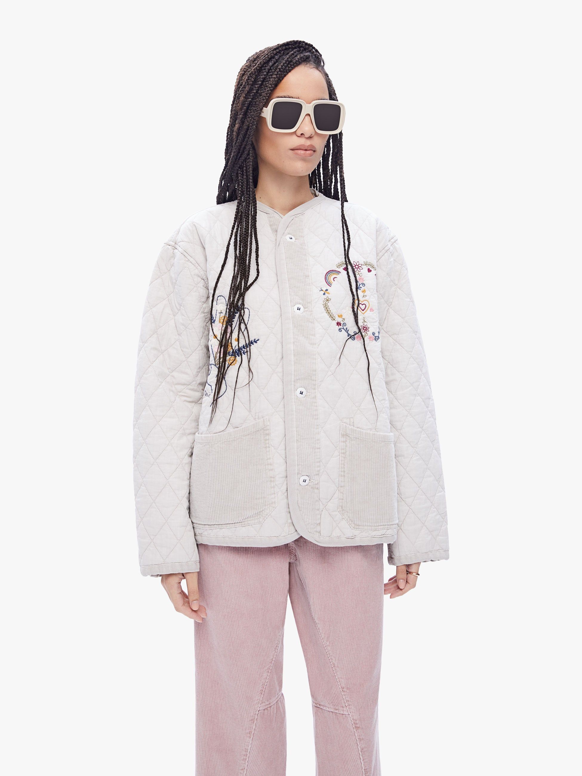 Dr. Collectors Peace Quilted Jacket - White Sand sold by MOTHER