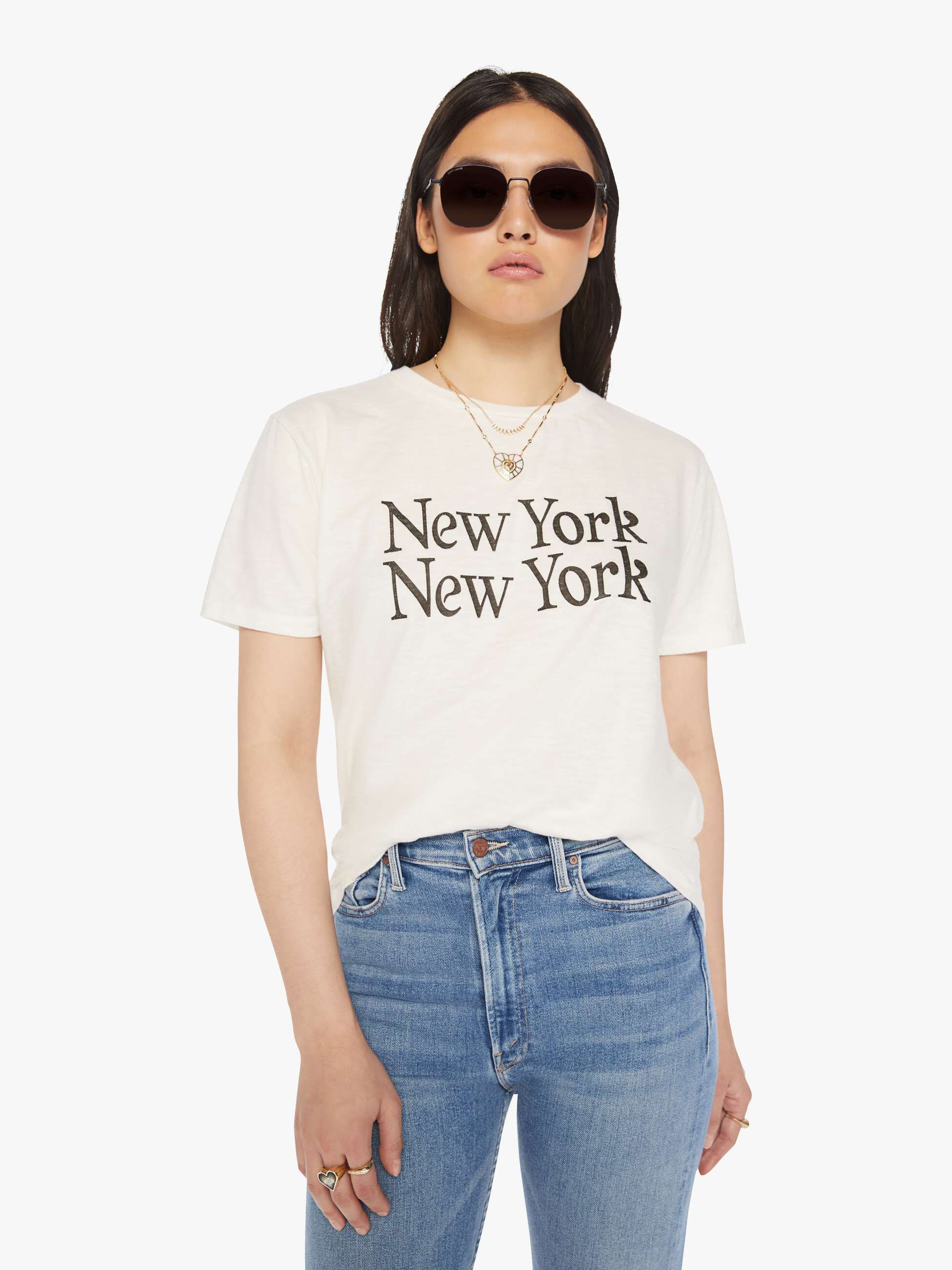 Velva Sheen New York New York Tee - White sold by MOTHER