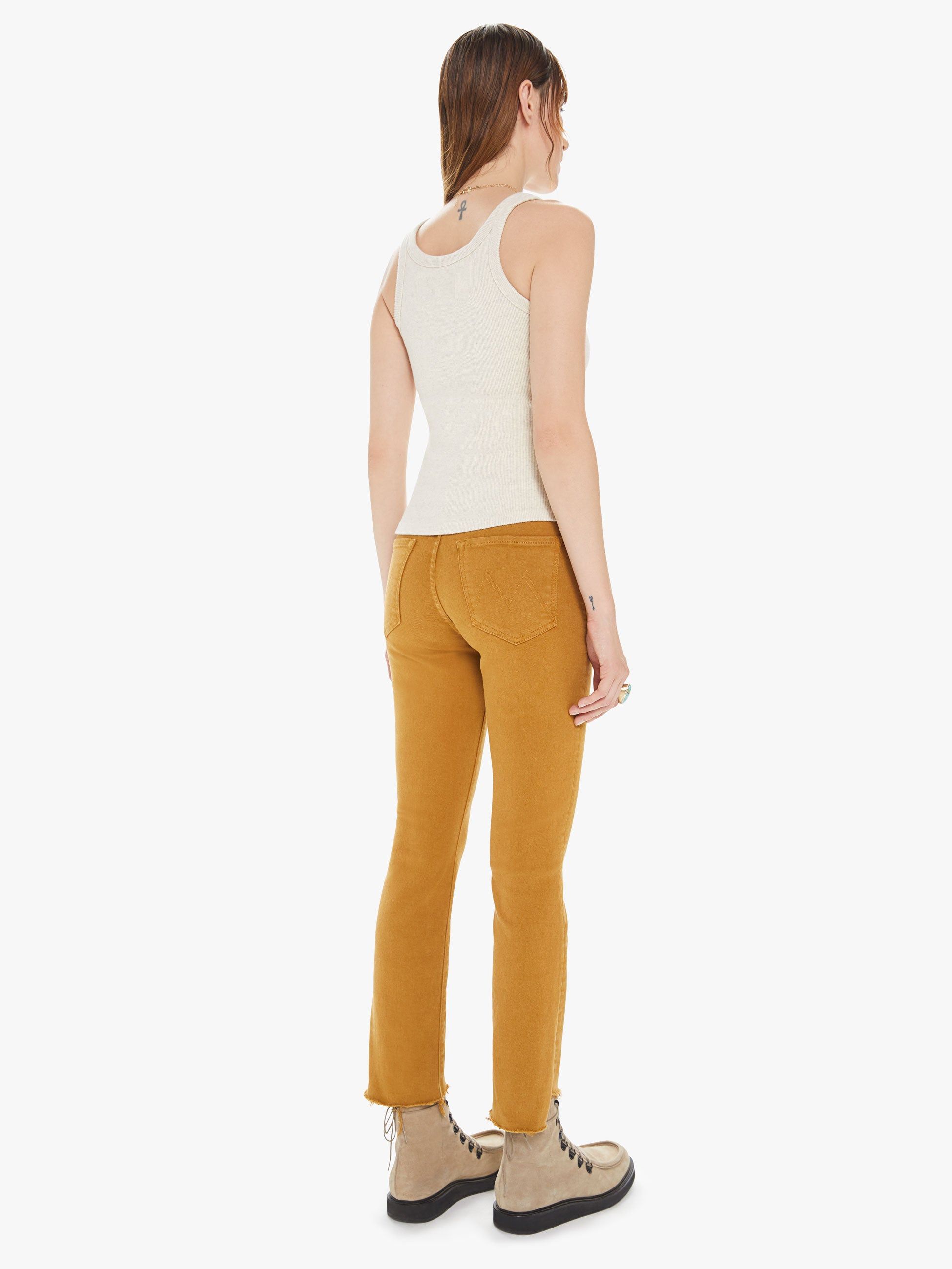 High Waisted Rascal Ankle Step Fray - Golden Brown sold by MOTHER product image thumbnail 4