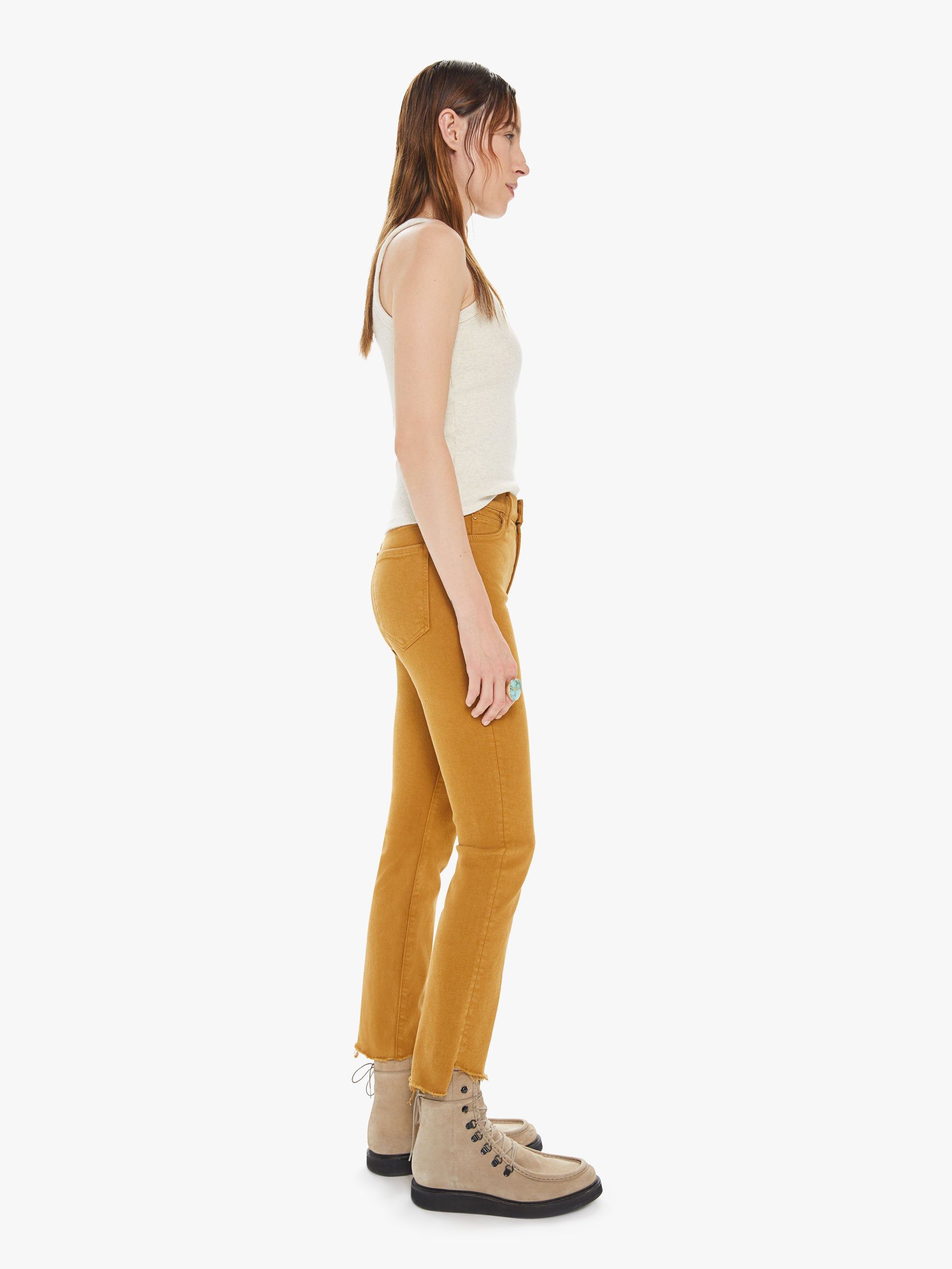 High Waisted Rascal Ankle Step Fray - Golden Brown sold by MOTHER product image thumbnail 3