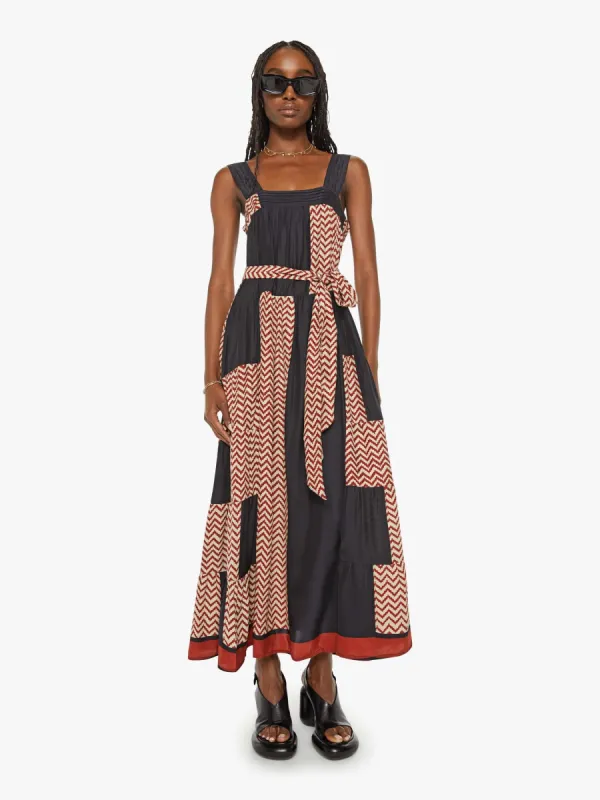 Natalie Martin Jasmine Maxi W/ Sash - Block Zig Zag Print Noire sold by MOTHER