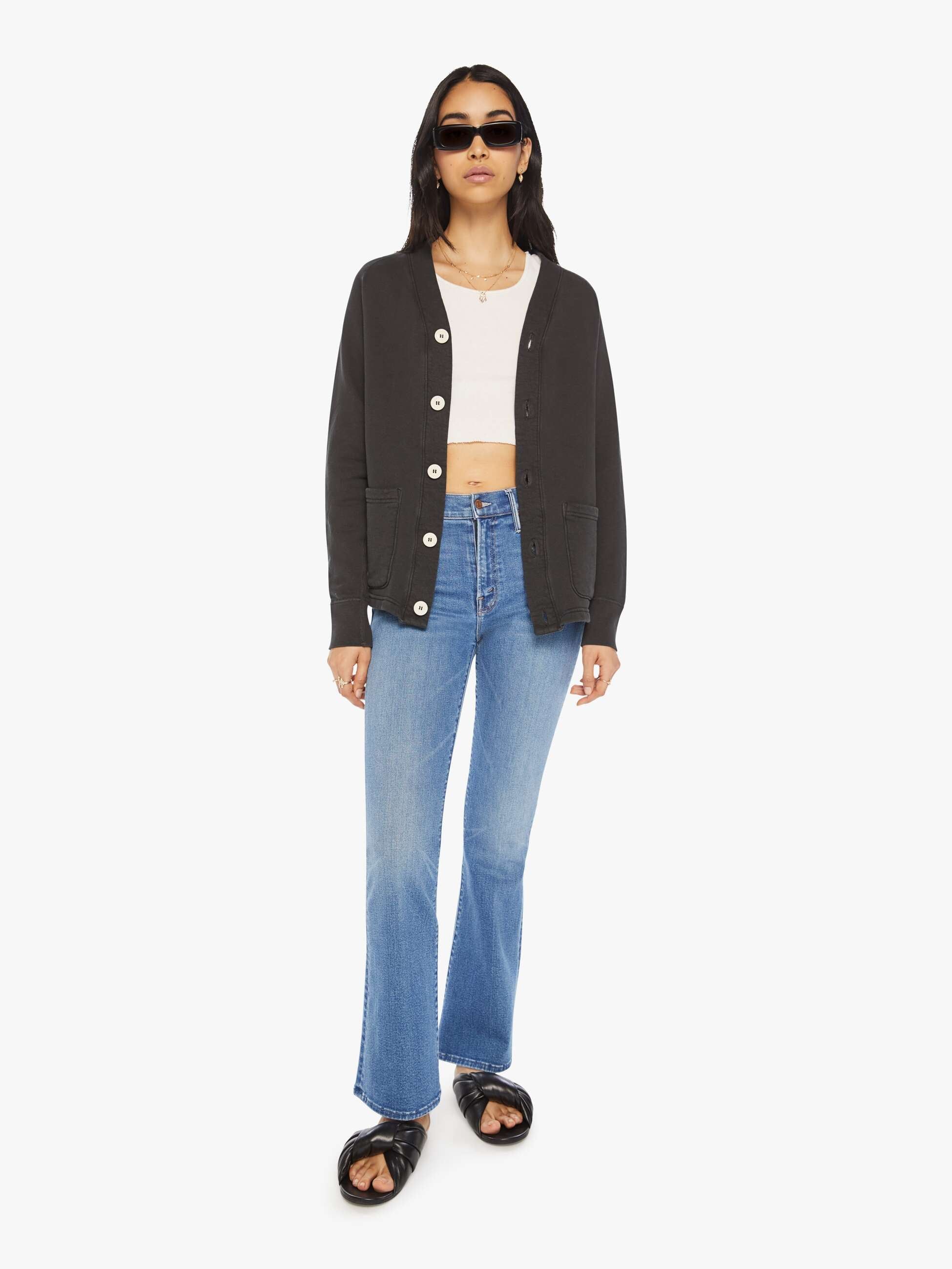 Velva Sheen French Terry Cardigan - Black sold by MOTHER product image thumbnail 5