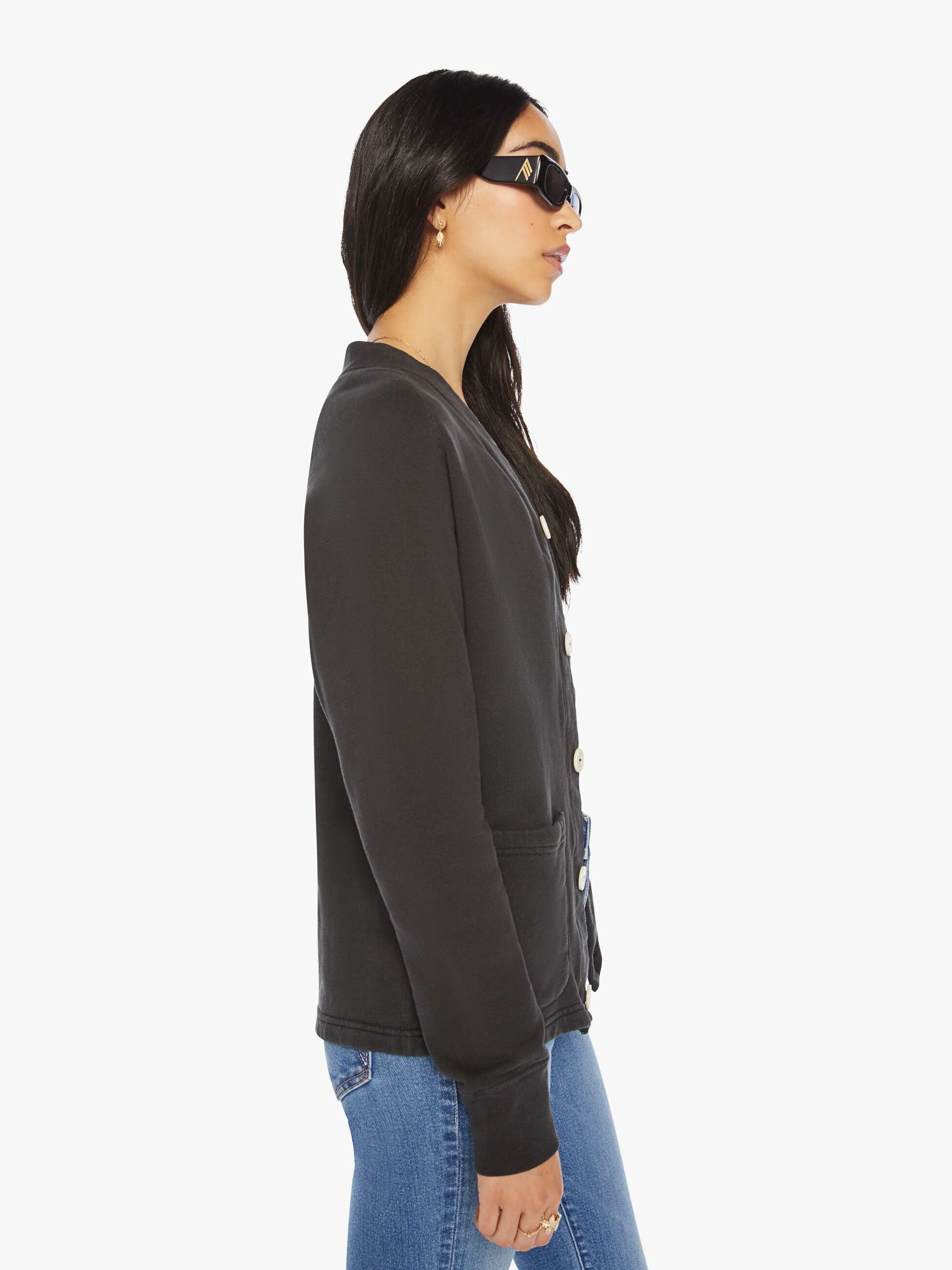 Velva Sheen French Terry Cardigan - Black sold by MOTHER product image thumbnail 3