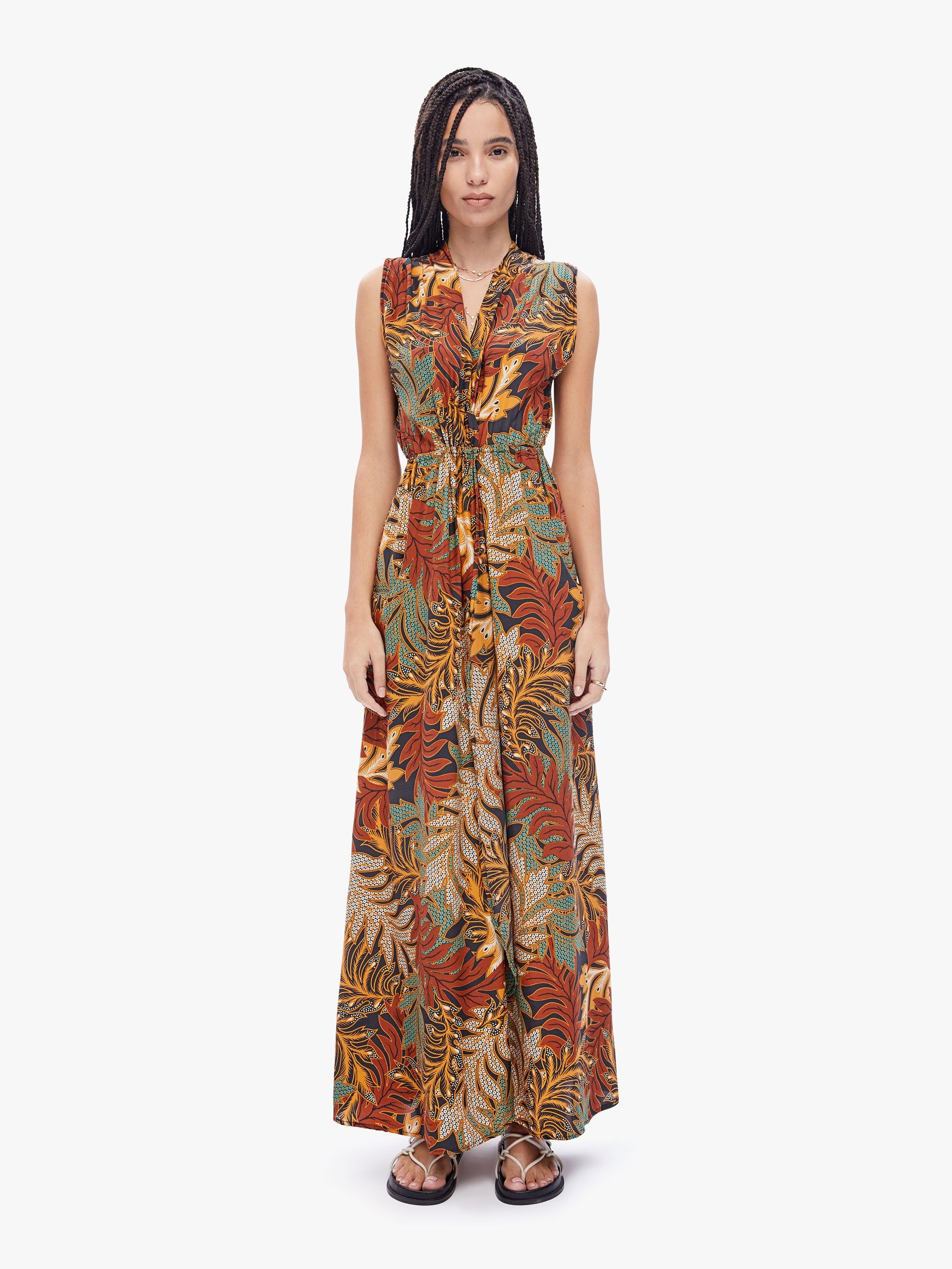Natalie Martin Nico Sleeveless Maxi - Jungle Print Moss sold by MOTHER
