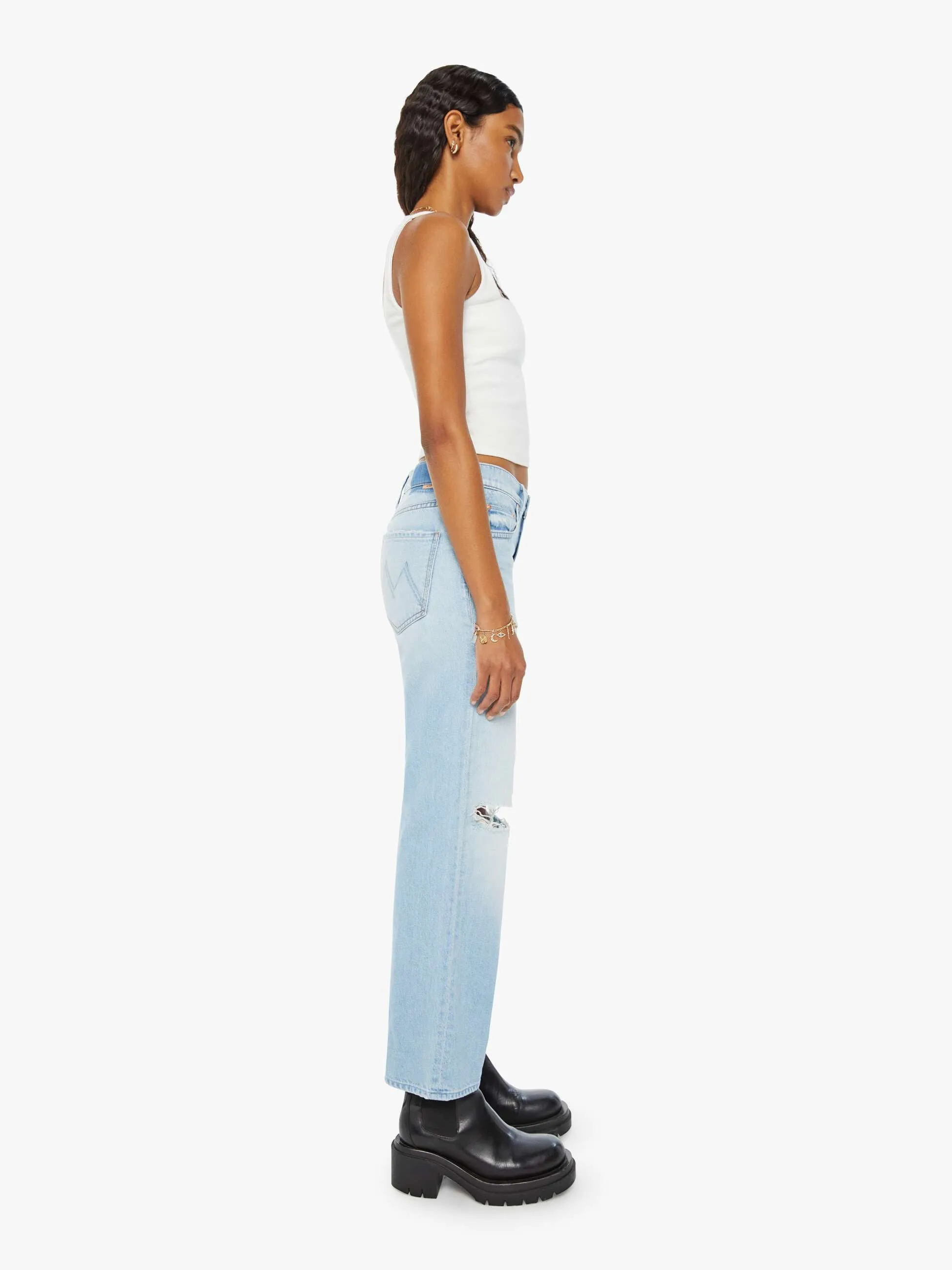 The Mid Rise Rambler Zip Flood - Ripped Off sold by MOTHER product image thumbnail 3