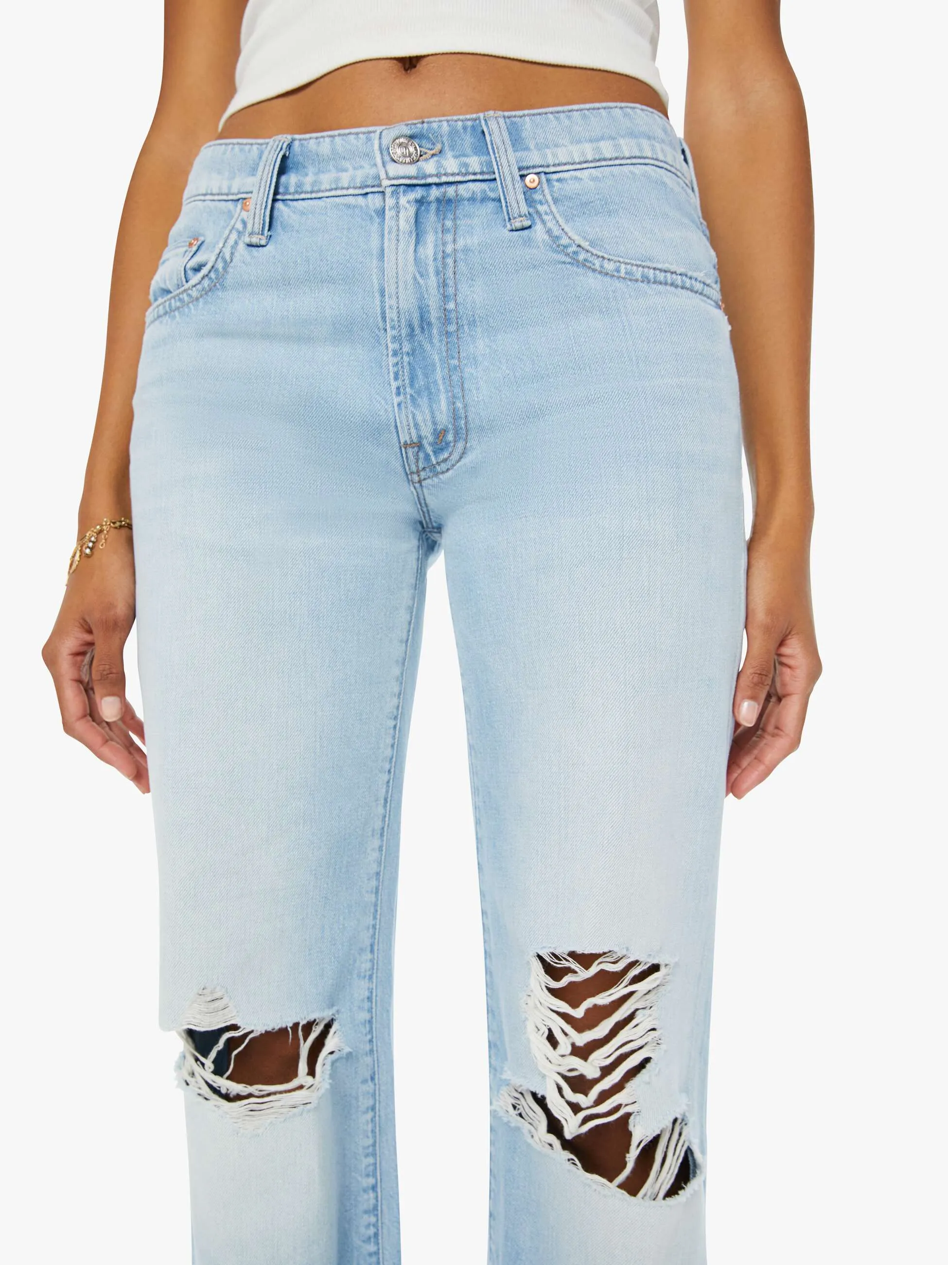 The Mid Rise Rambler Zip Flood - Ripped Off sold by MOTHER product image thumbnail 5