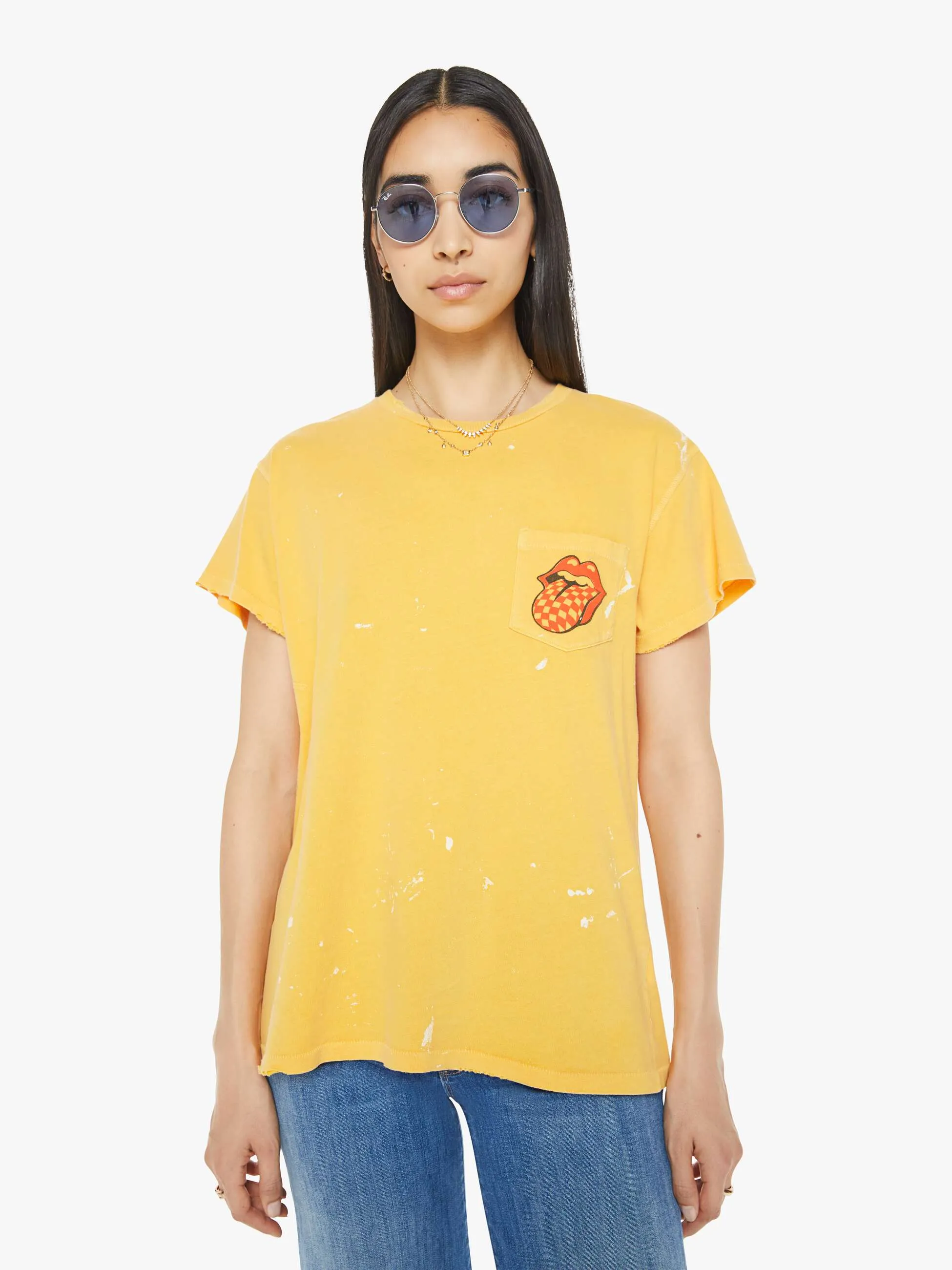 MadeWorn Rolling Stones Pocket Tee - Goldenrod sold by MOTHER product image thumbnail 2