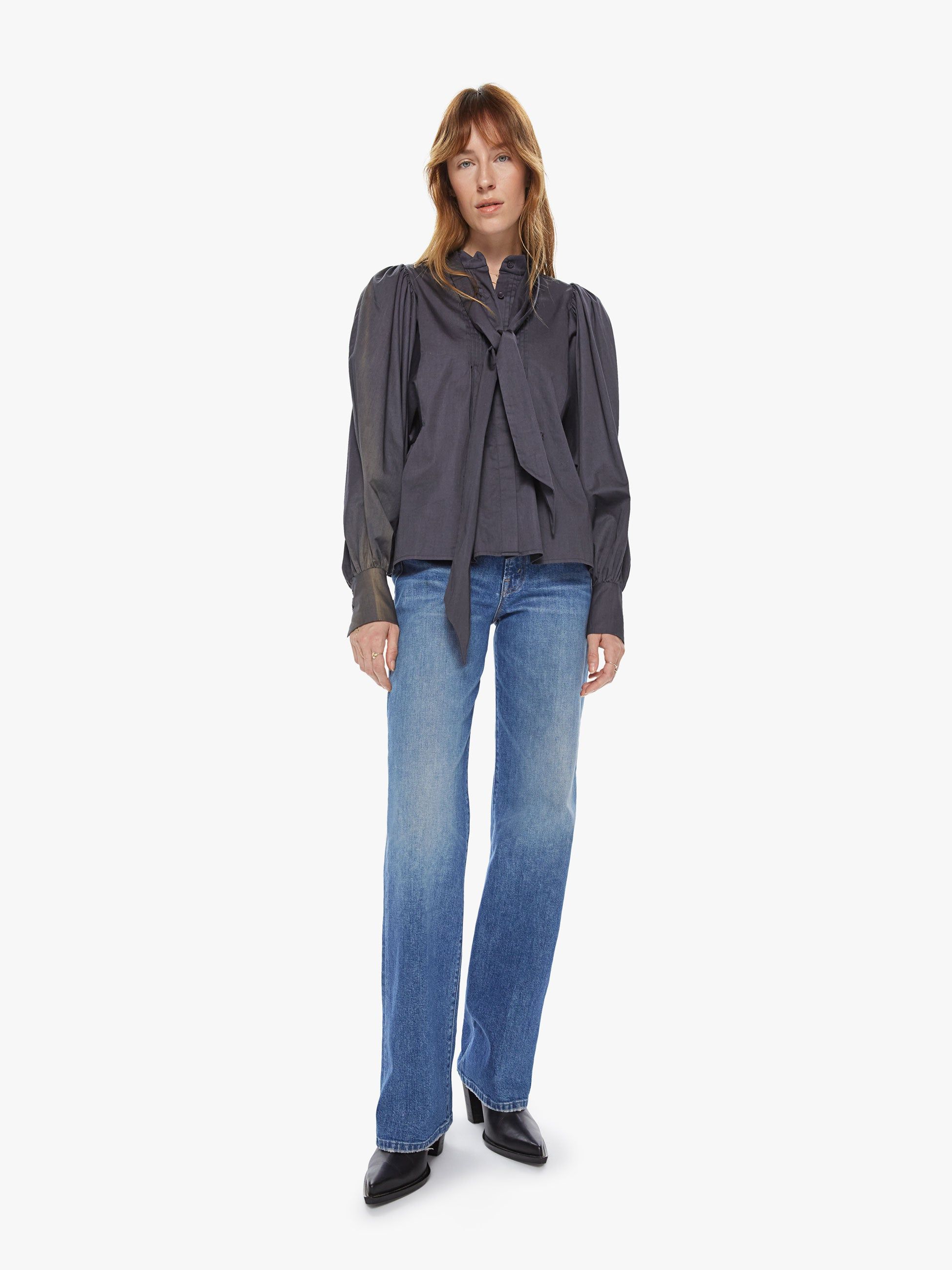 Maria Cher Villamil Helga Shirt - Charcoal sold by MOTHER product image thumbnail 5