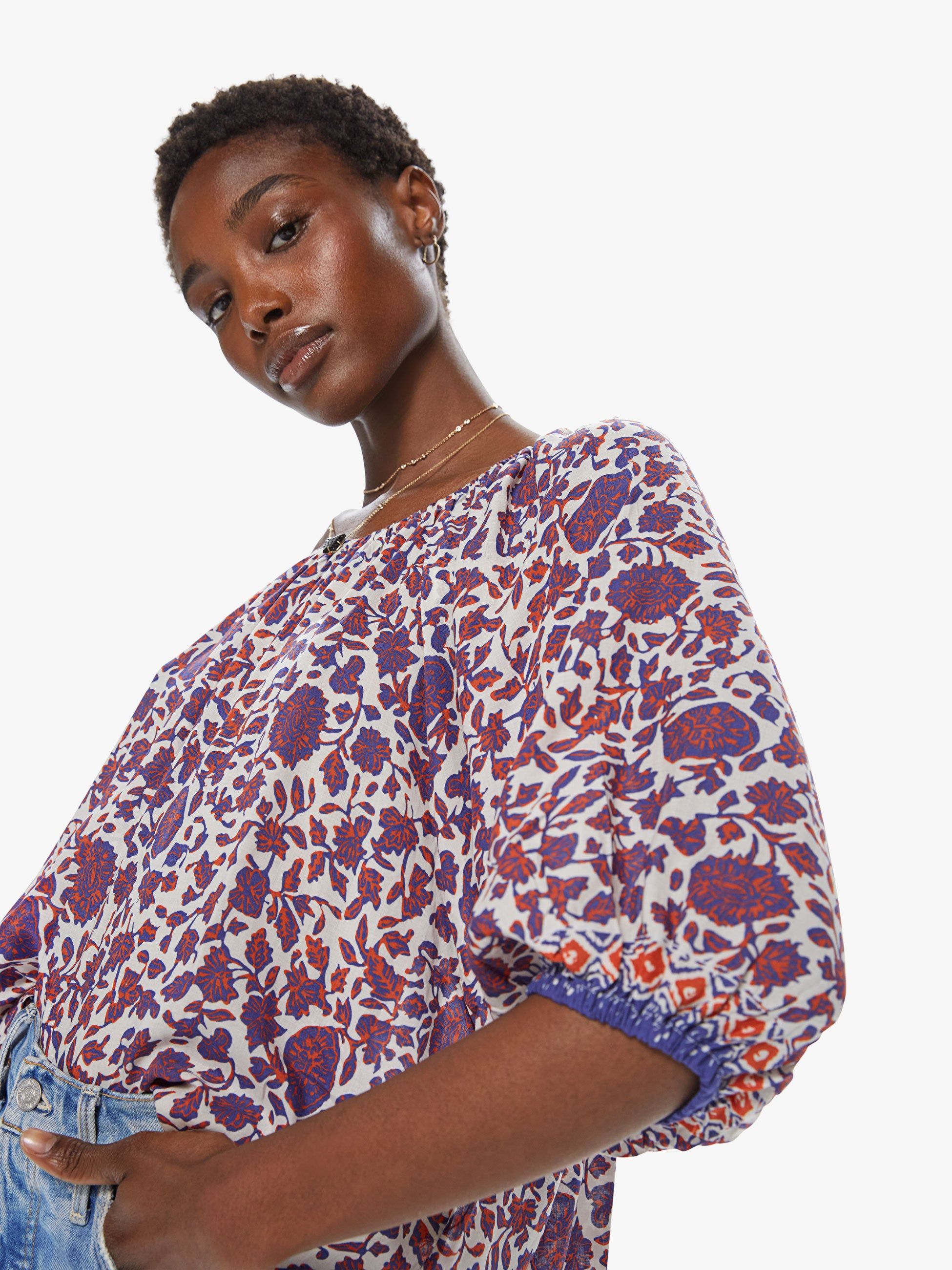Natalie Martin Ella Top - Bloom Print Lapis sold by MOTHER product image thumbnail 6